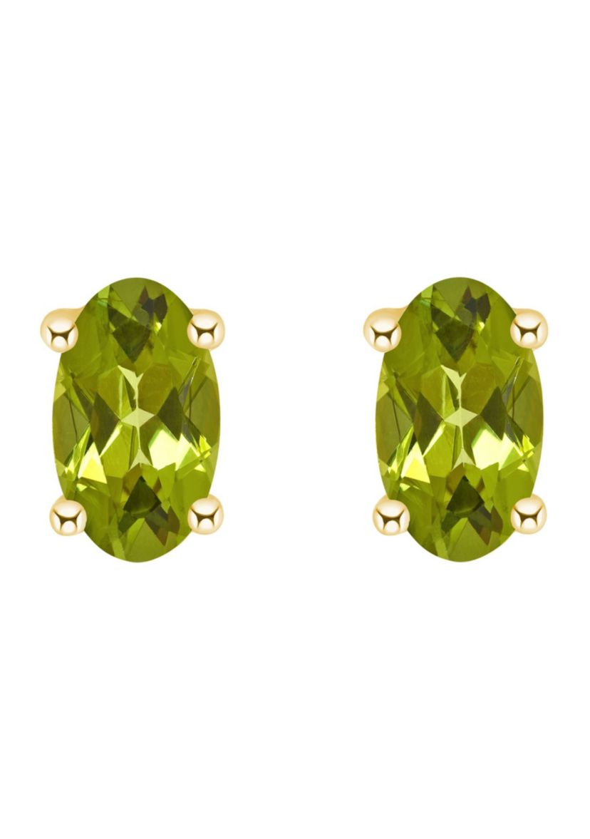 14K Gold 5x3 Oval Peridot Earrings