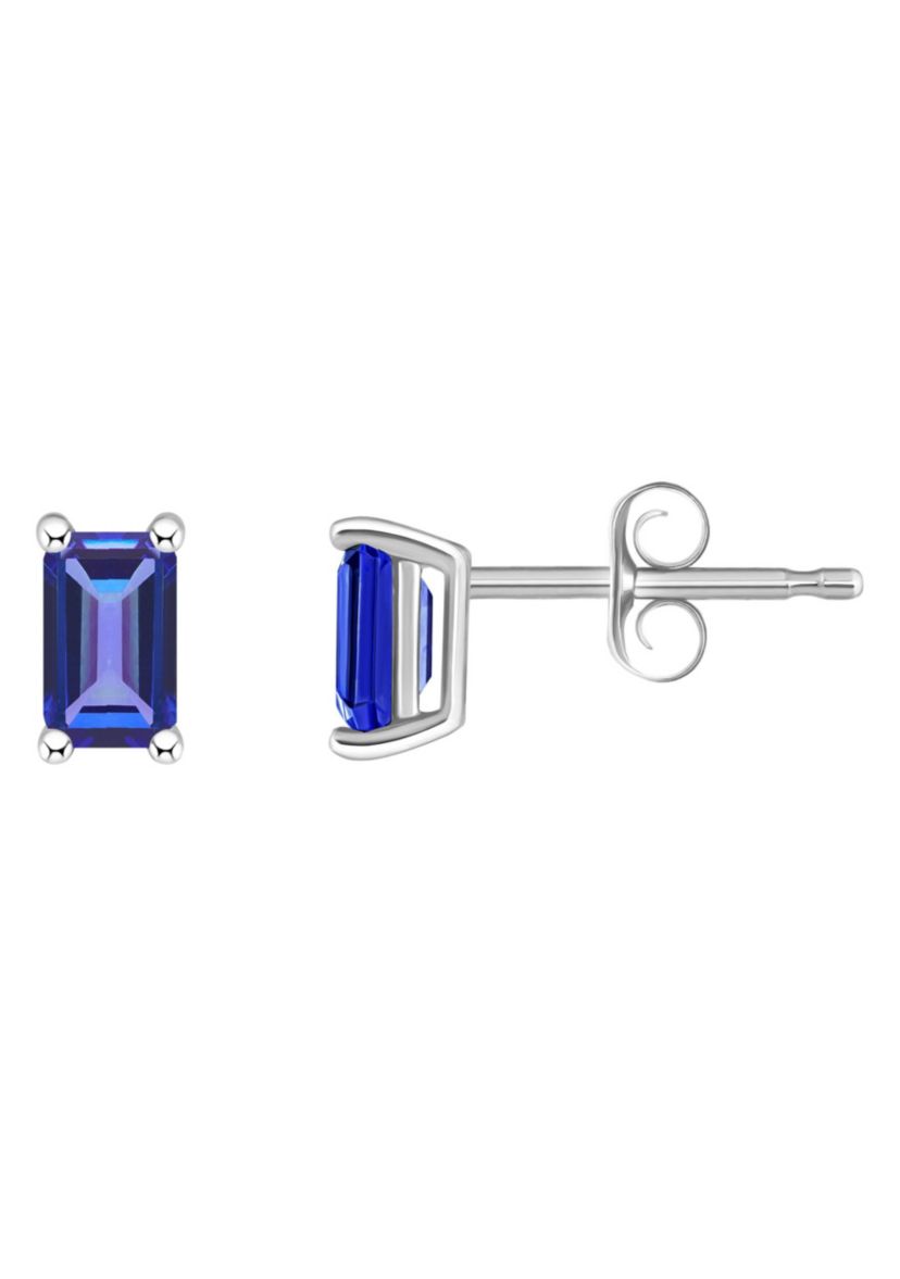 14K Gold 5x3 Emerald Cut Tanzanite Earrings