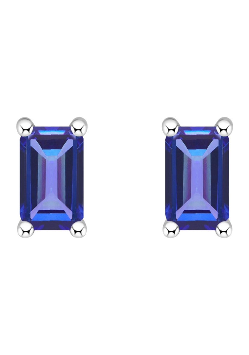 14K Gold 5x3 Emerald Cut Tanzanite Earrings