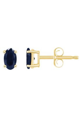 14K Gold 5x3 Oval Sapphire Earrings