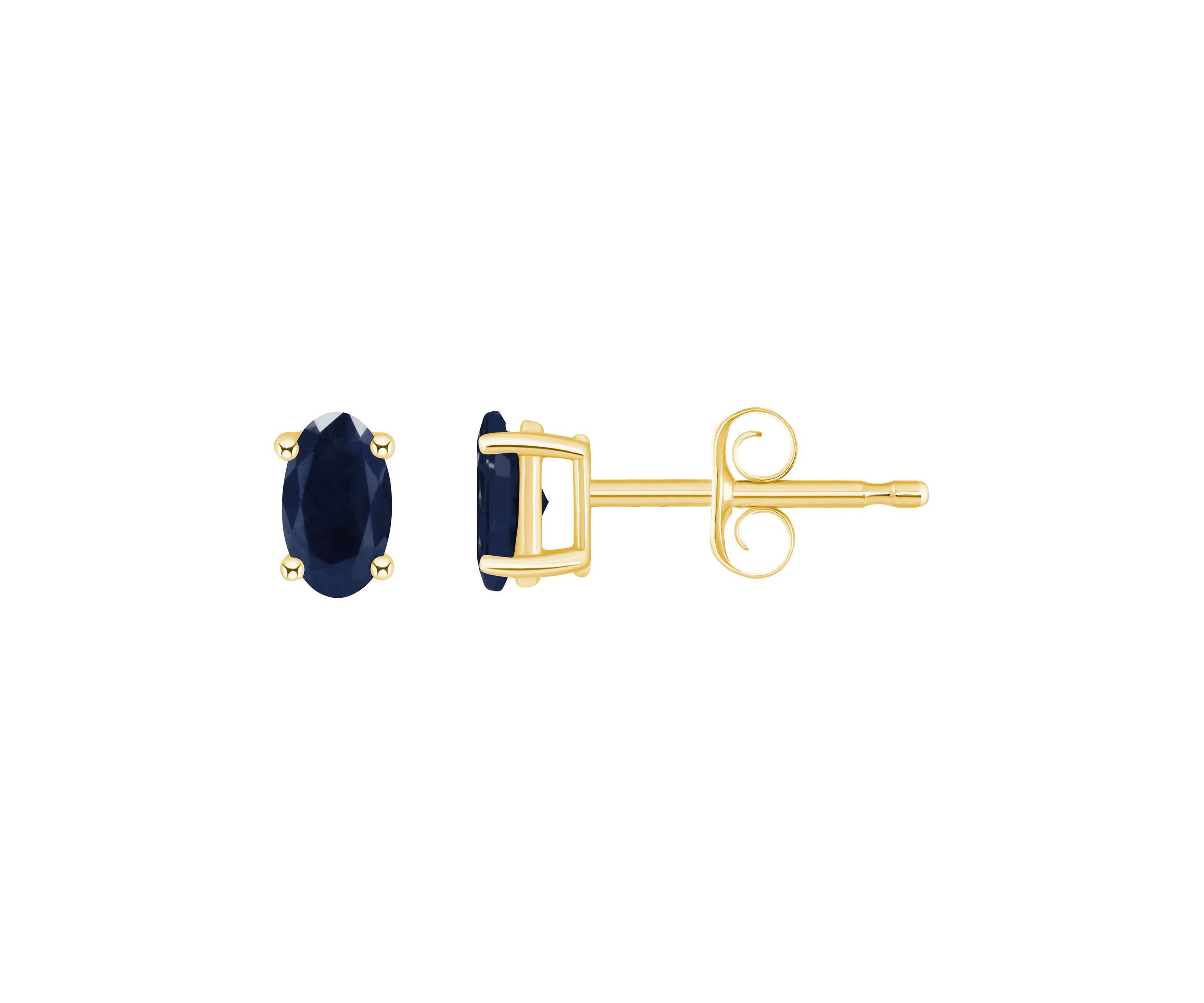 14K Gold 5x3 Oval Sapphire Earrings