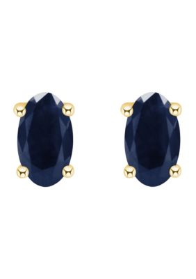 14K Gold 5x3 Oval Sapphire Earrings