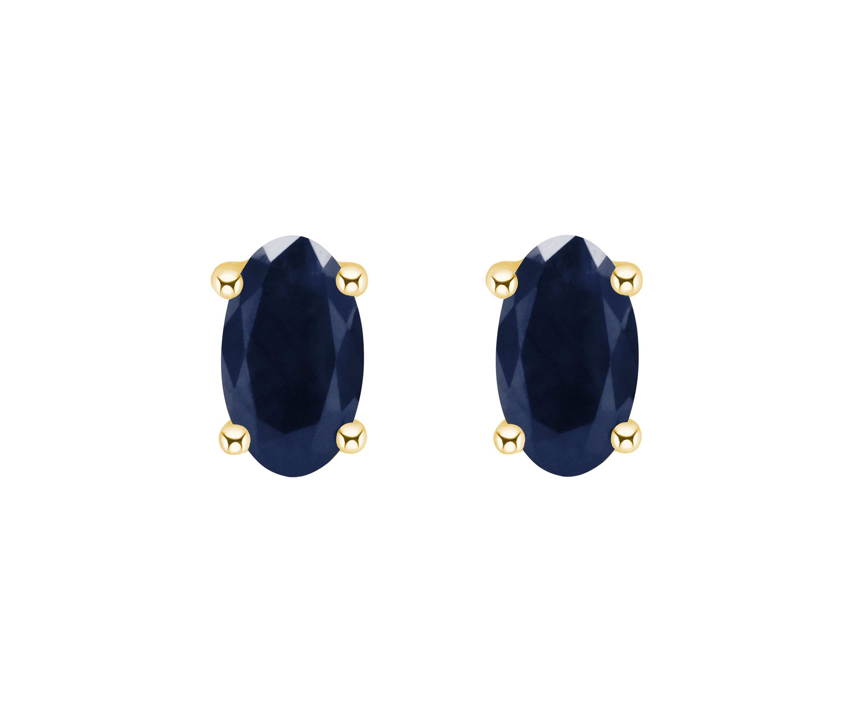 14K Gold 5x3 Oval Sapphire Earrings