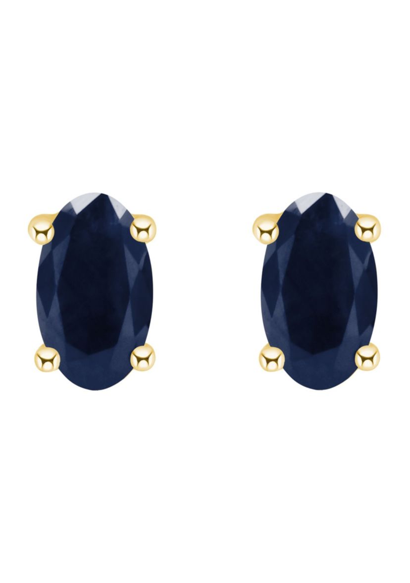 14K Gold 5x3 Oval Sapphire Earrings