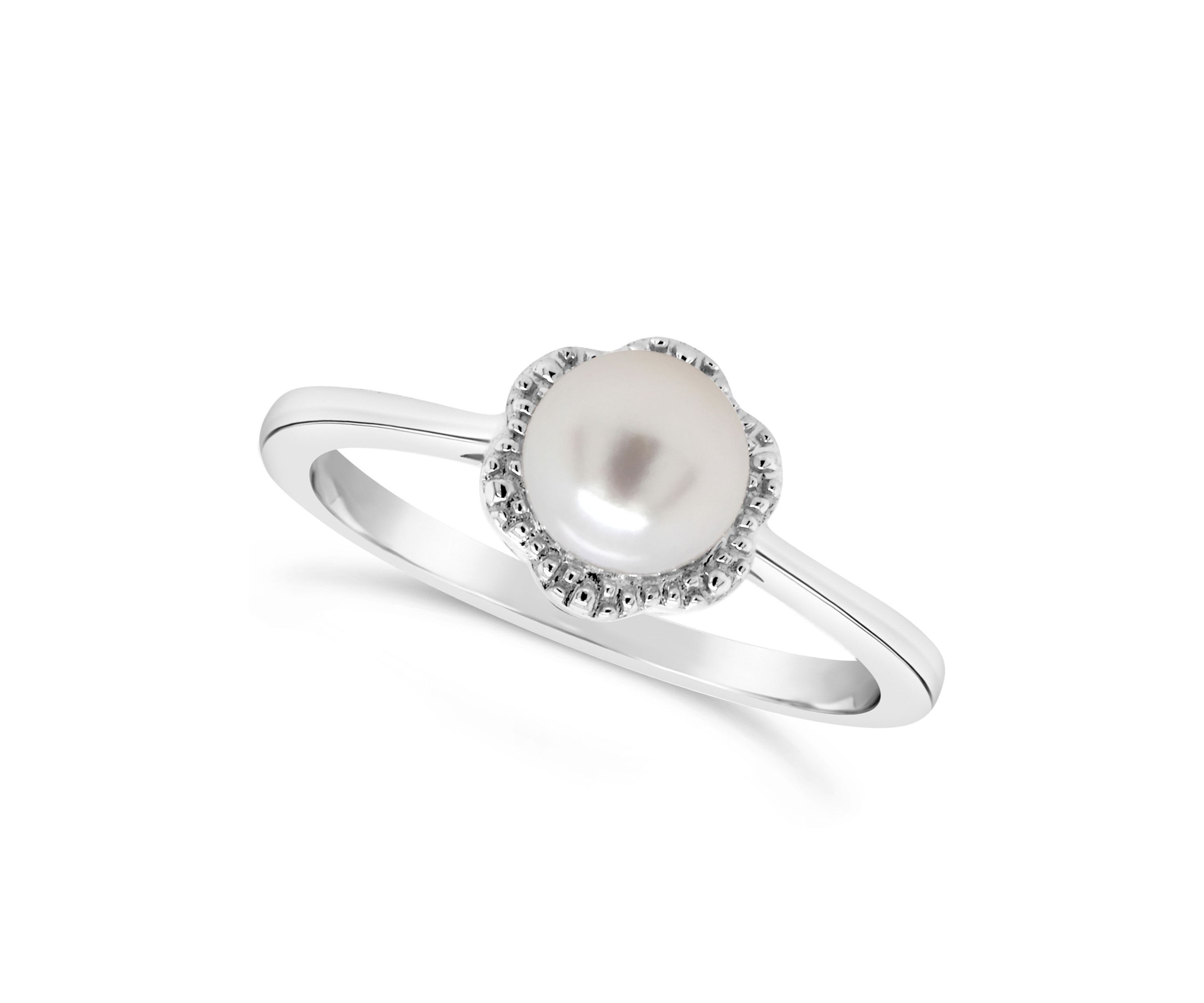 Sterling Silver 6mm Round Pearl Ring
