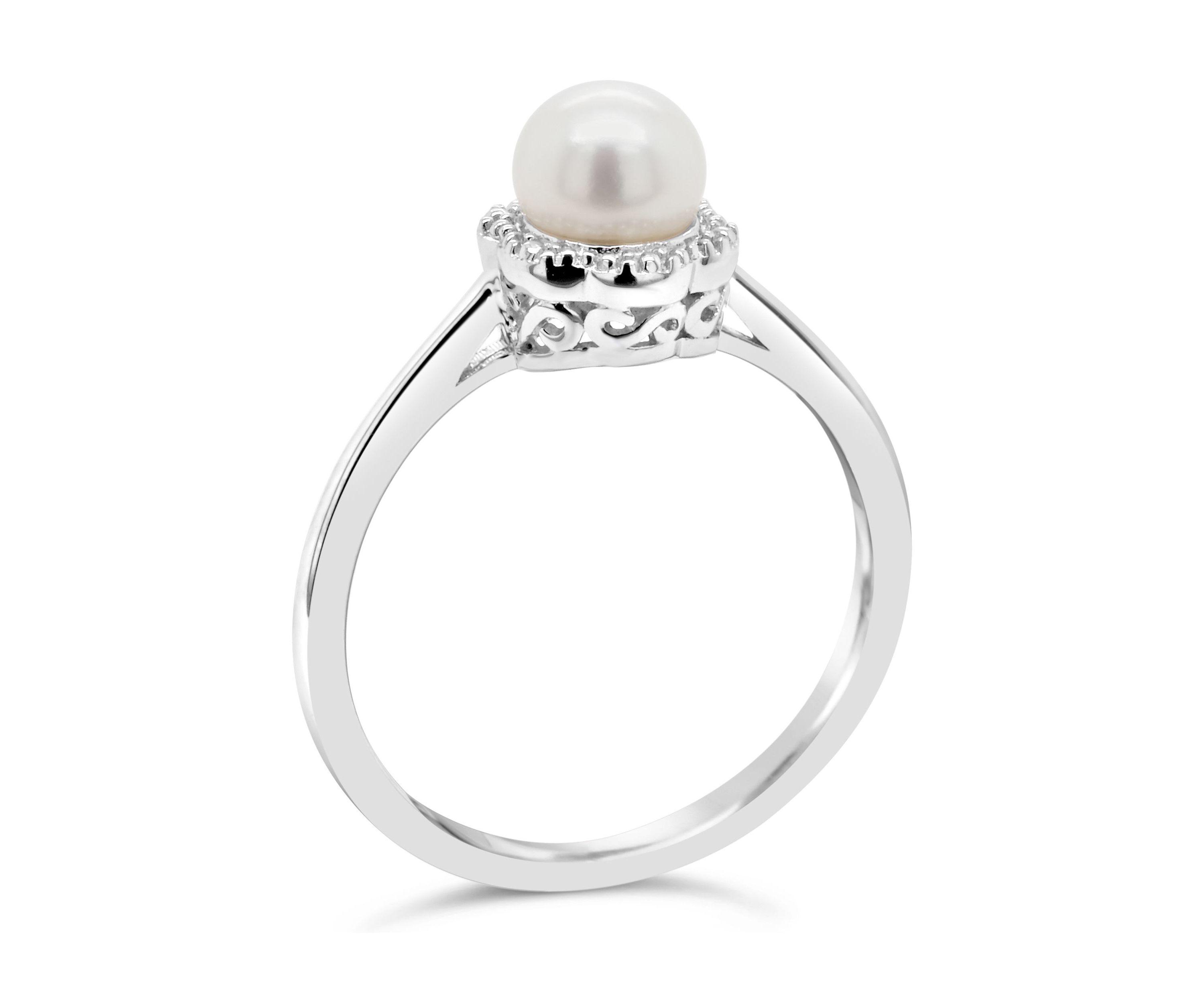 Sterling Silver 6mm Round Pearl Ring