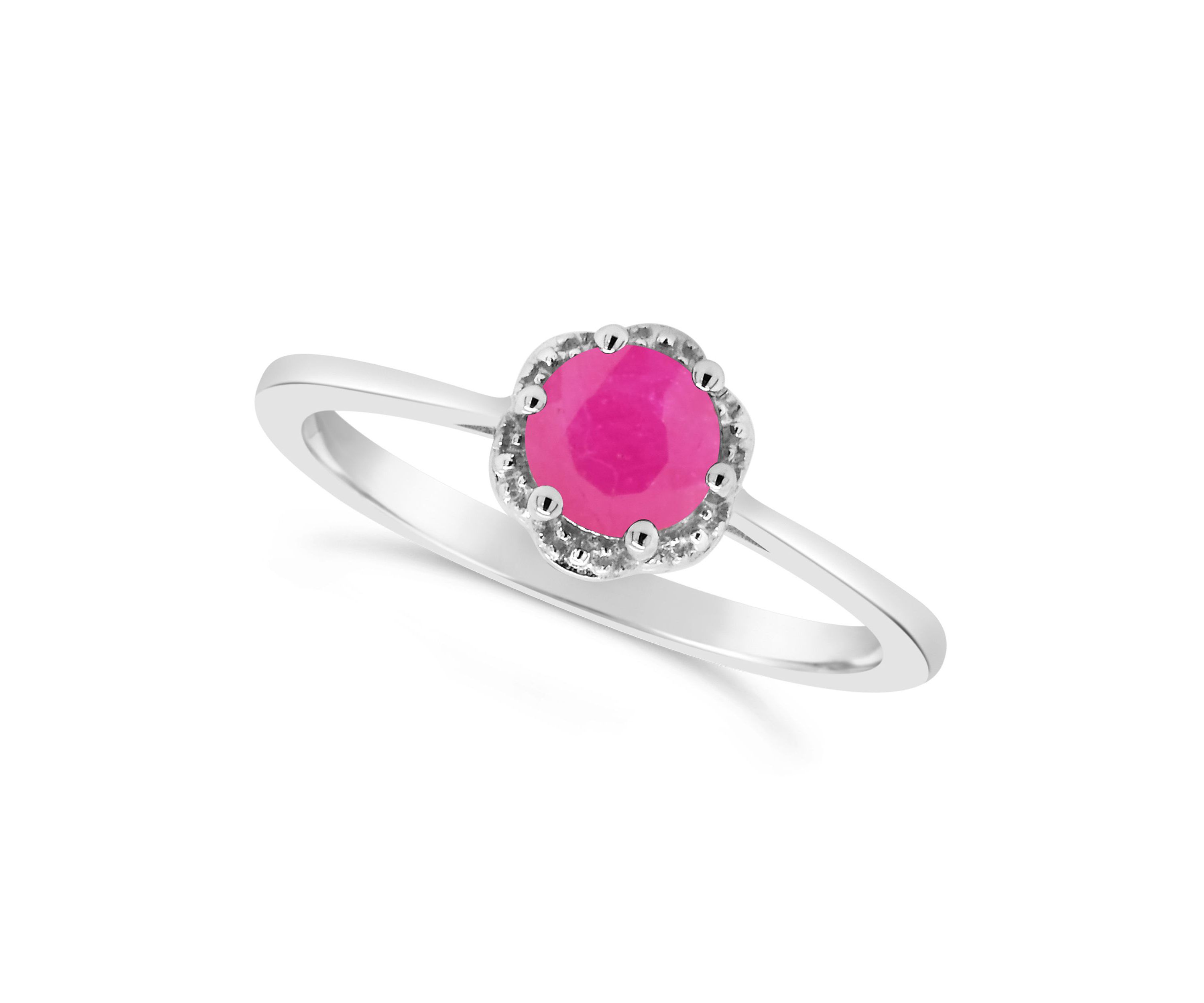 Sterling Silver 5mm Round Ruby Ring