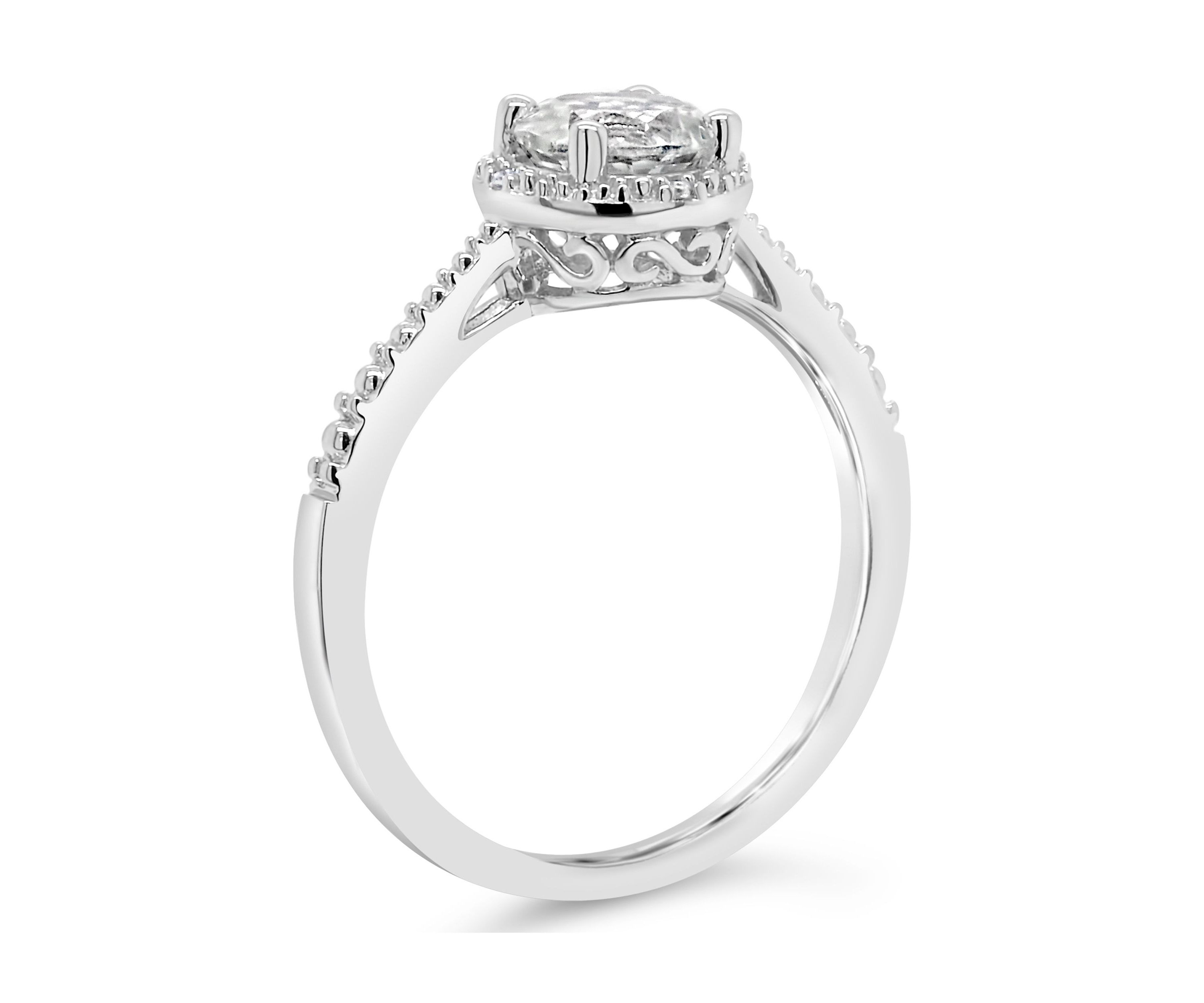 Sterling Silver 6mm Round White Topaz Diamond Accent Halo Ring