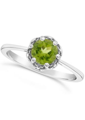 Sterling Silver 6mm Round Peridot Ring