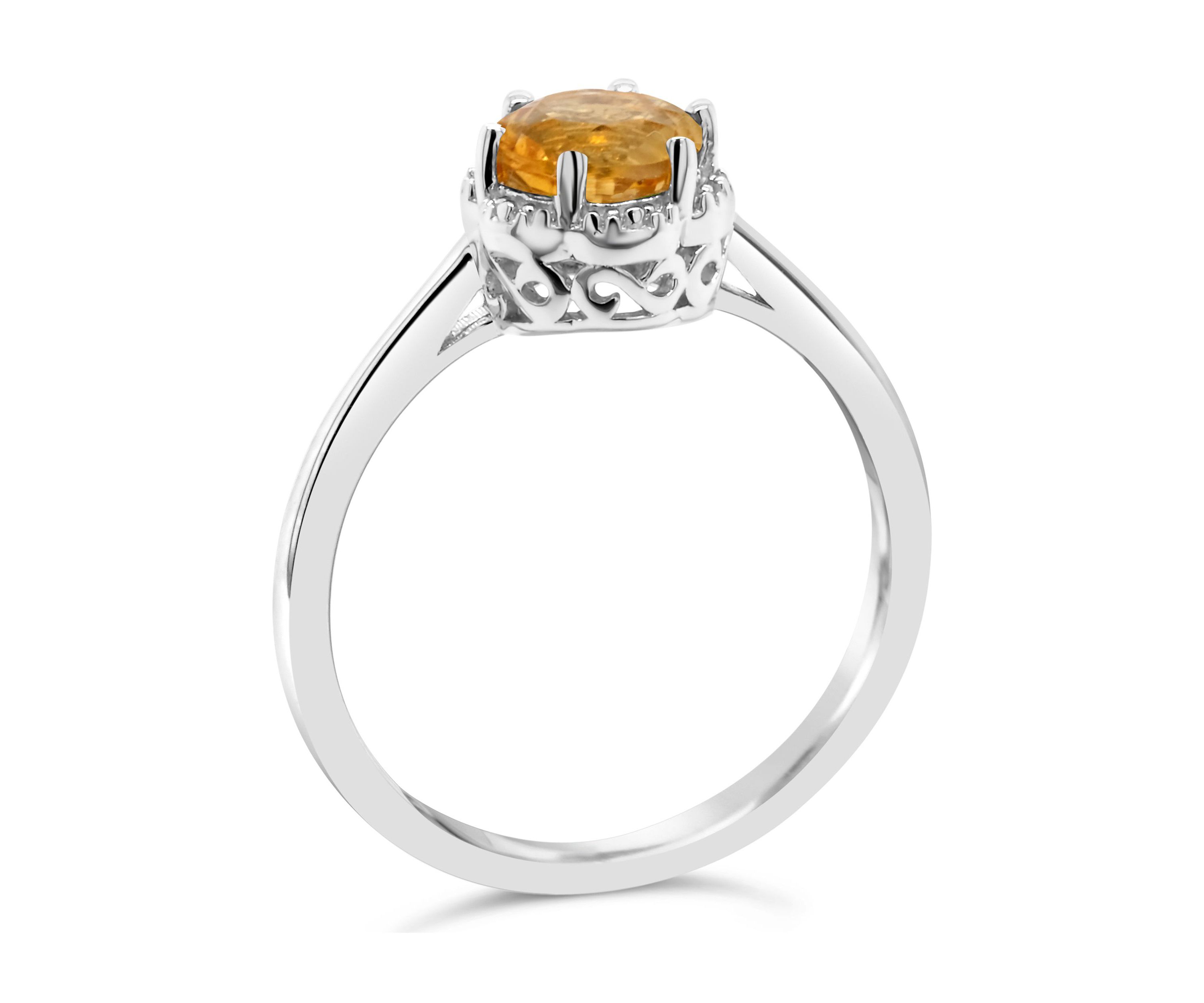 Sterling Silver 6mm Round Citrine Ring
