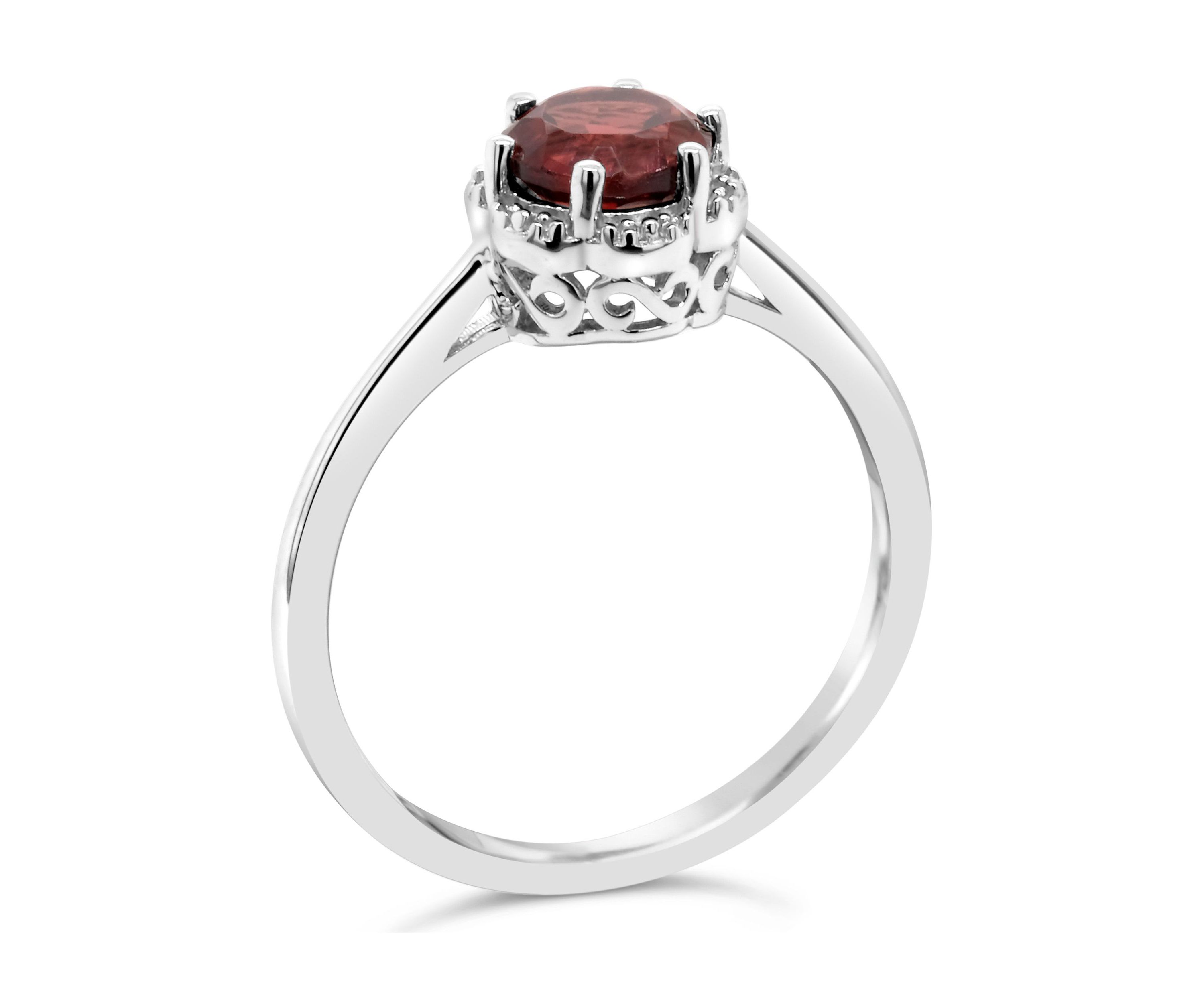 Sterling Silver 6mm Round Garnet Ring