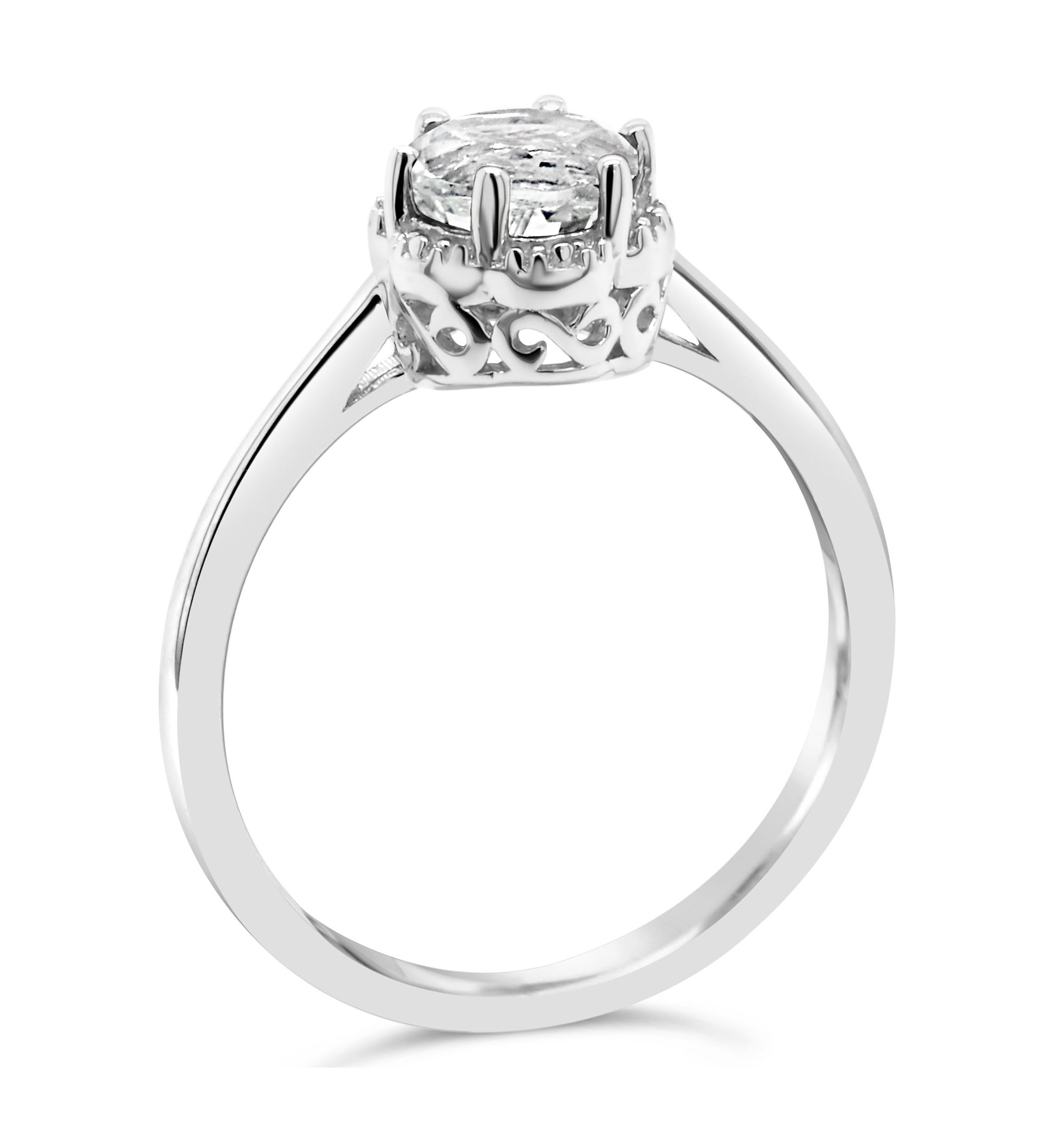 Sterling Silver 6mm Round White Topaz Ring