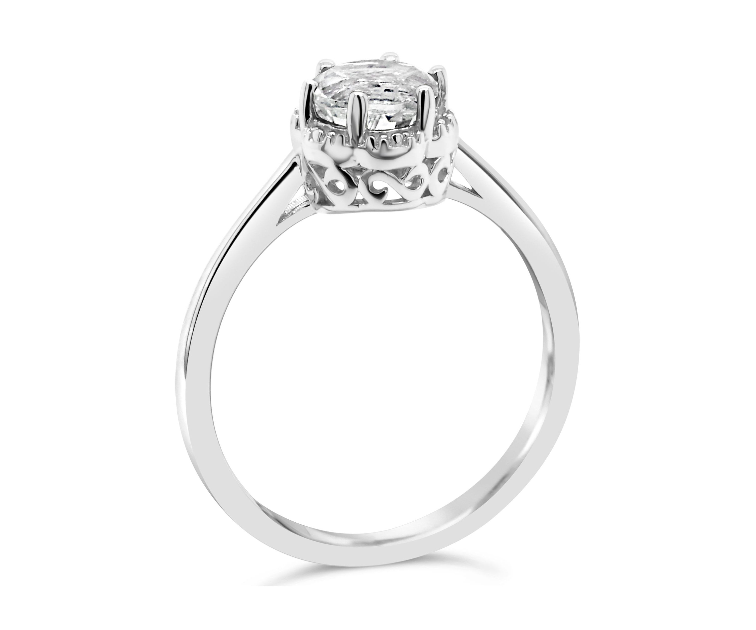 Sterling Silver 6mm Round White Topaz Ring