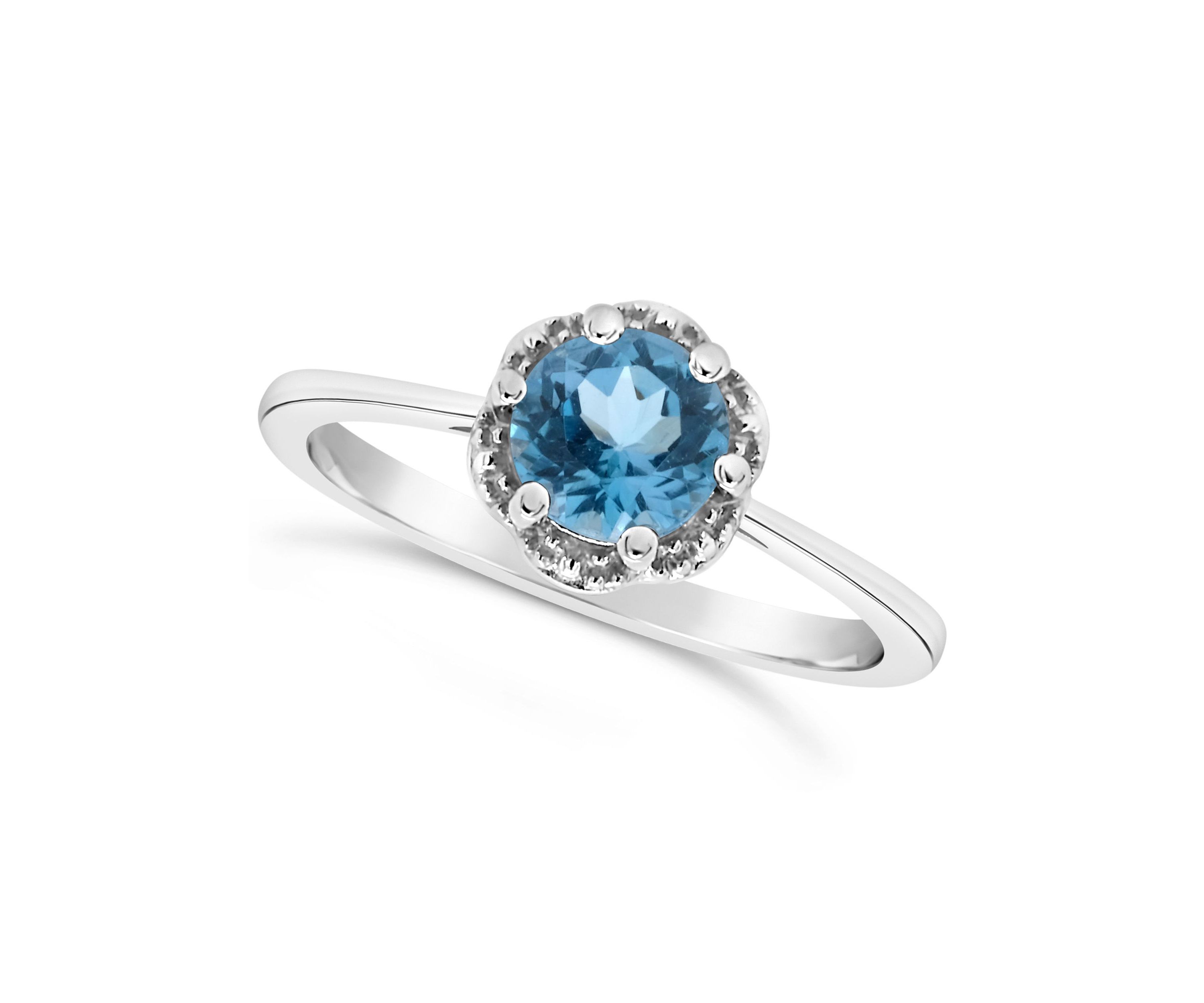 Sterling Silver 6mm Round Blue Topaz Ring