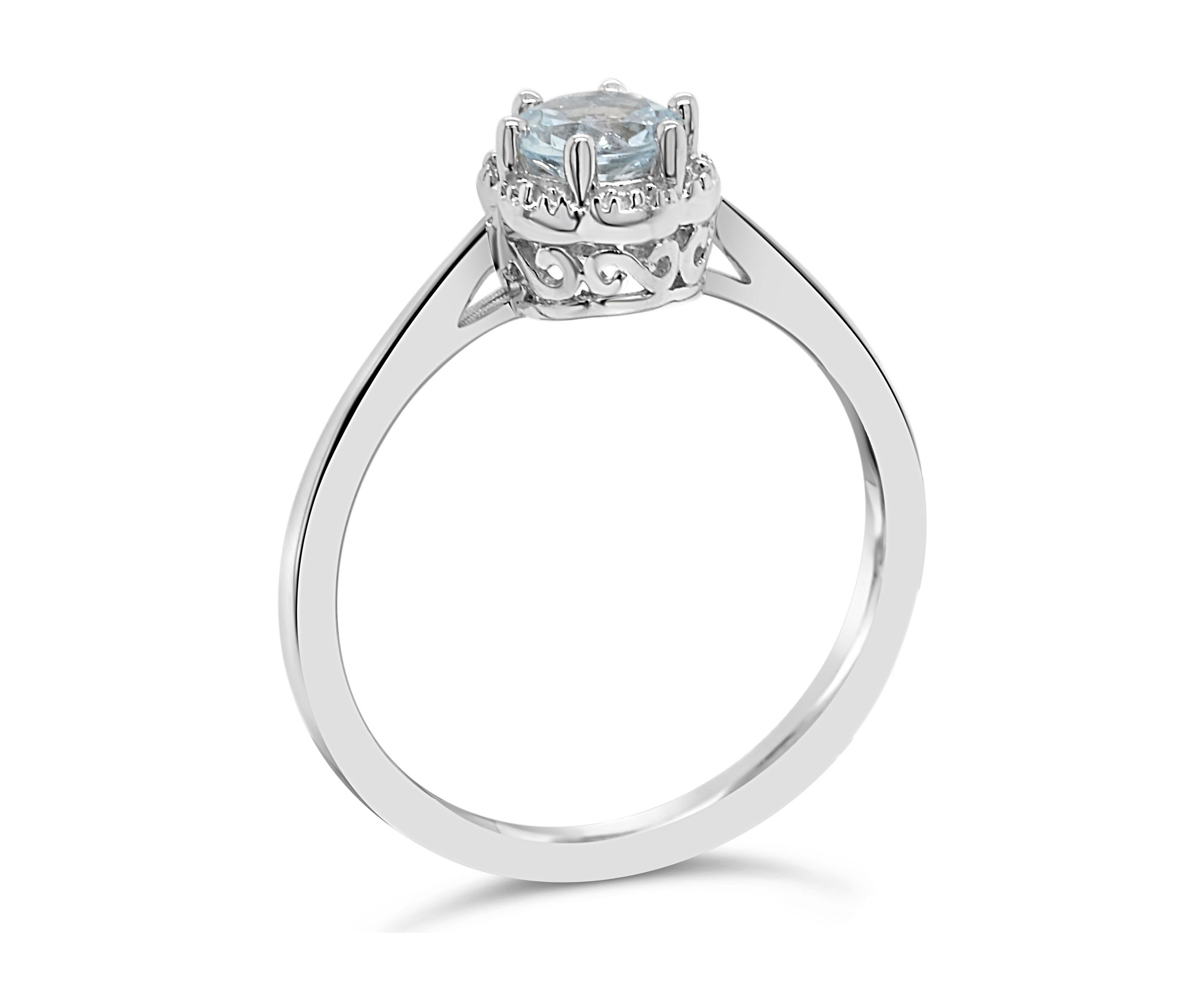 Sterling Silver 5mm Round Aquamarine Ring