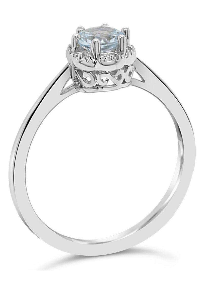 Sterling Silver 5mm Round Aquamarine Ring