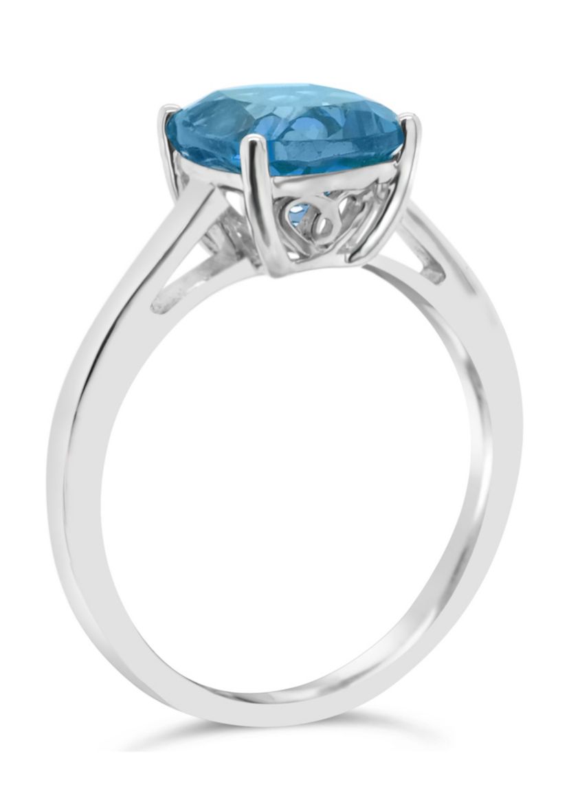 Sterling Silver 8mm Cushion London Blue Topaz Solitaire Ring