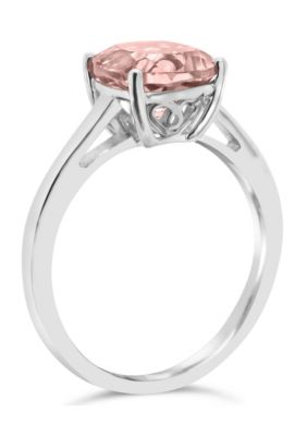 Sterling Silver 8mm Cushion Rose Quartz Solitaire Ring