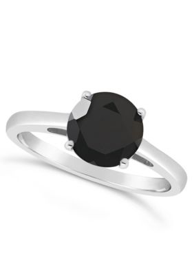 Belk & Co Sterling Silver 8mm Round Black Agate Solitaire Ring