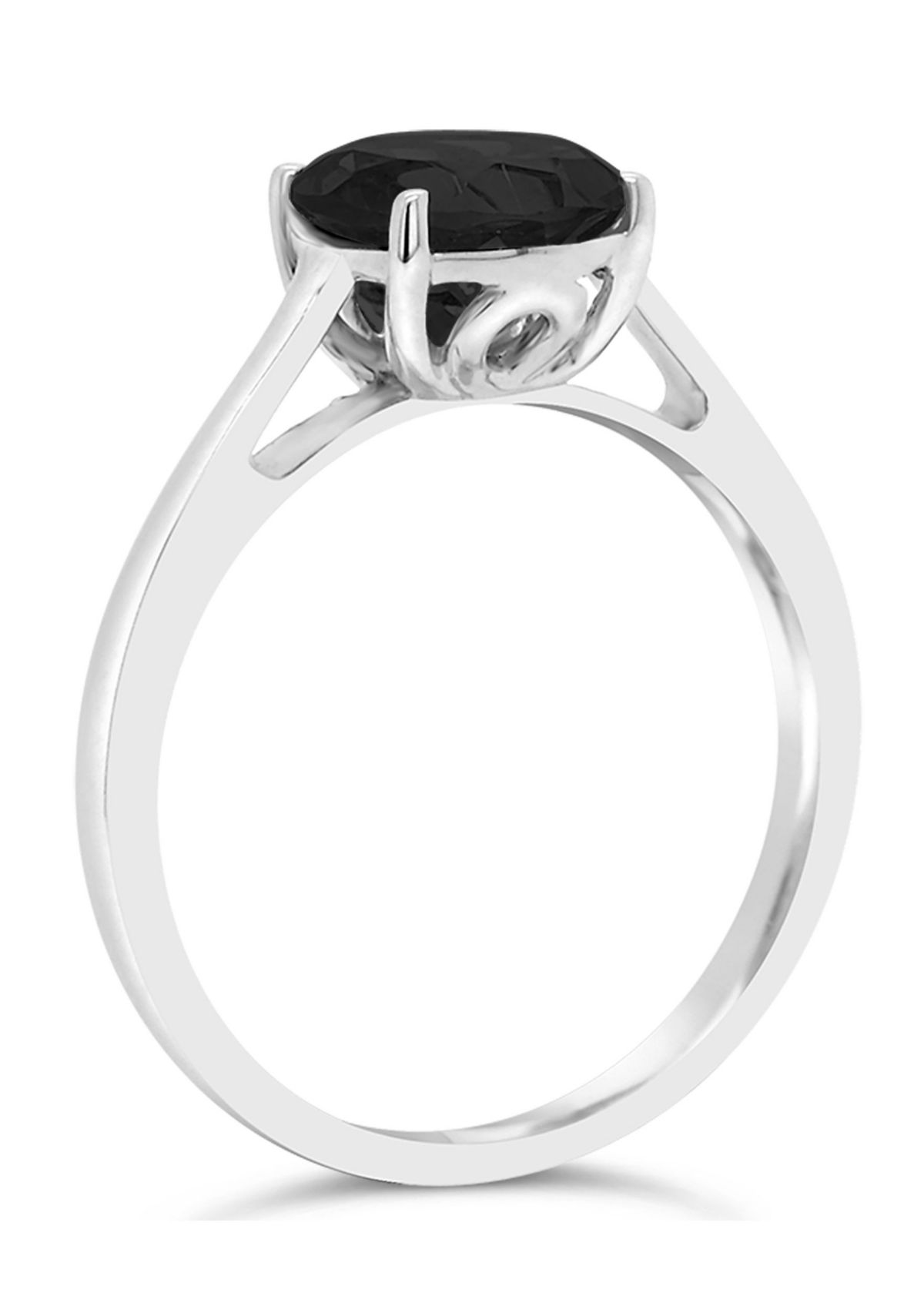 Sterling Silver 8mm Round Black Agate Solitaire Ring