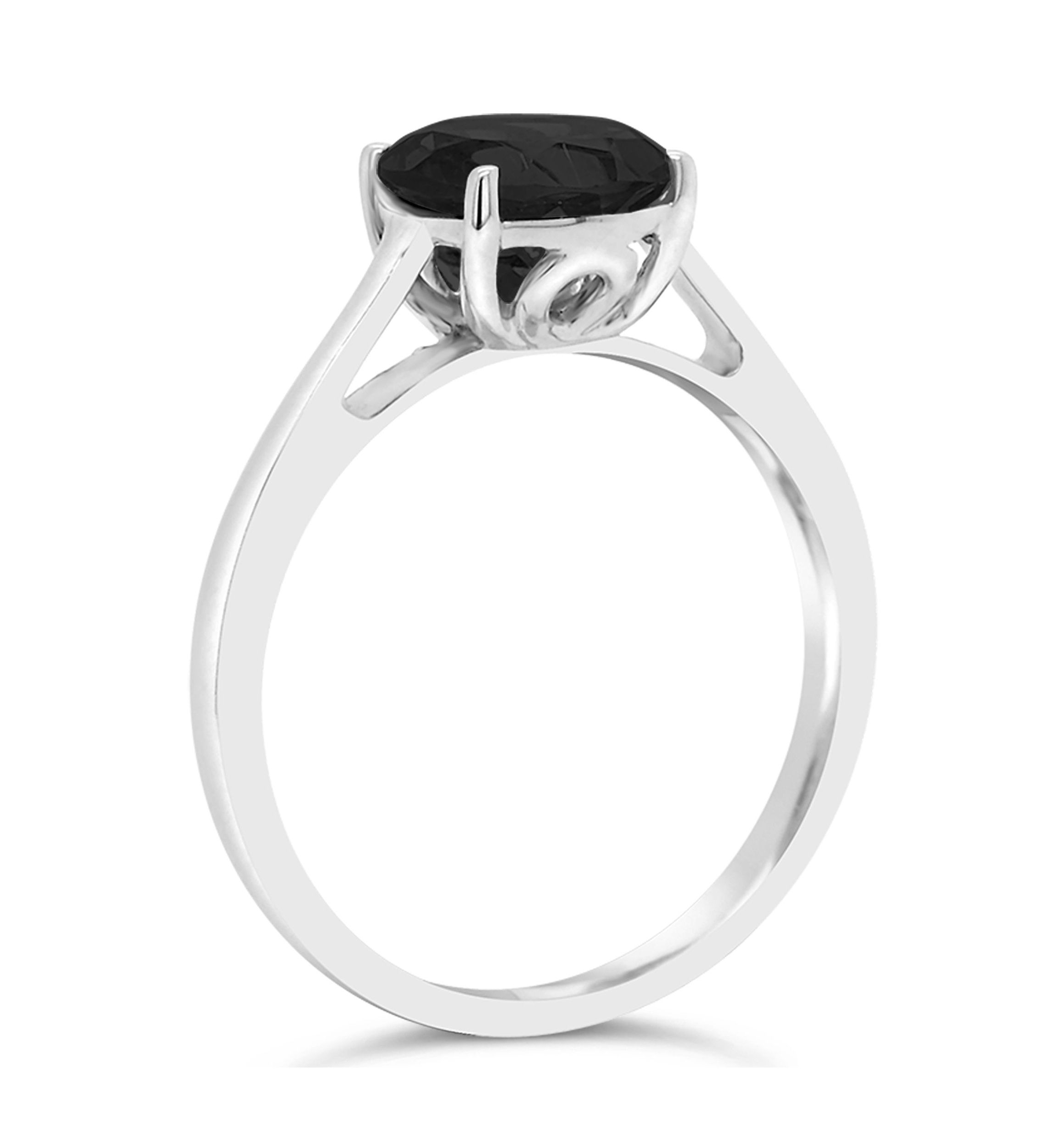 Sterling Silver 8mm Round Black Agate Solitaire Ring