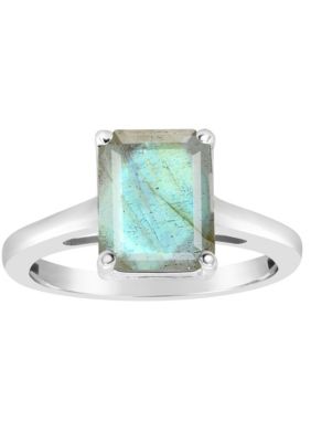 Belk & Co Sterling Silver 10x8mm Emerald Cut Gemstone Solitaire Ring