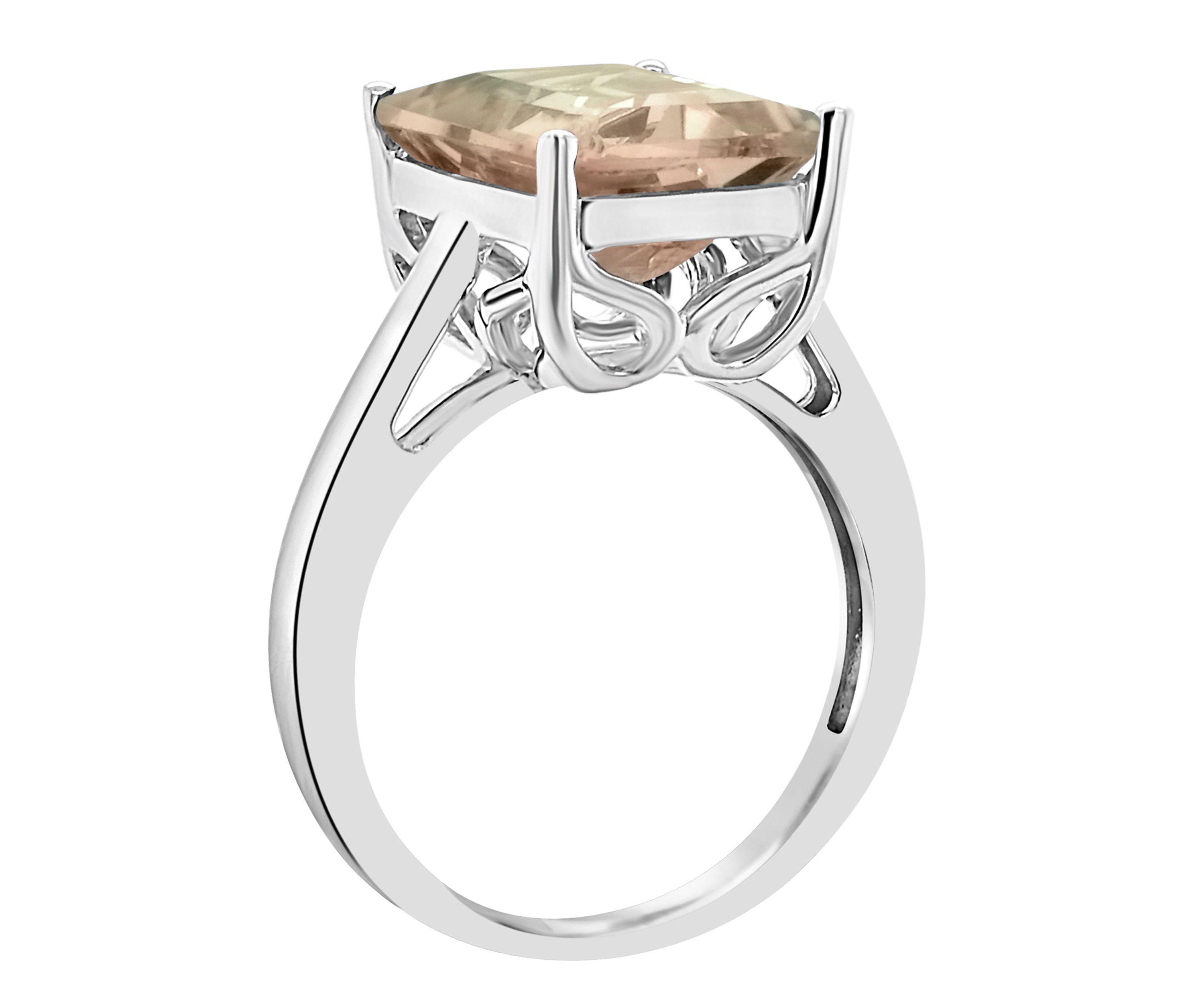 Sterling Silver 10x8mm Emerald Cut Labradorite Solitaire Ring
