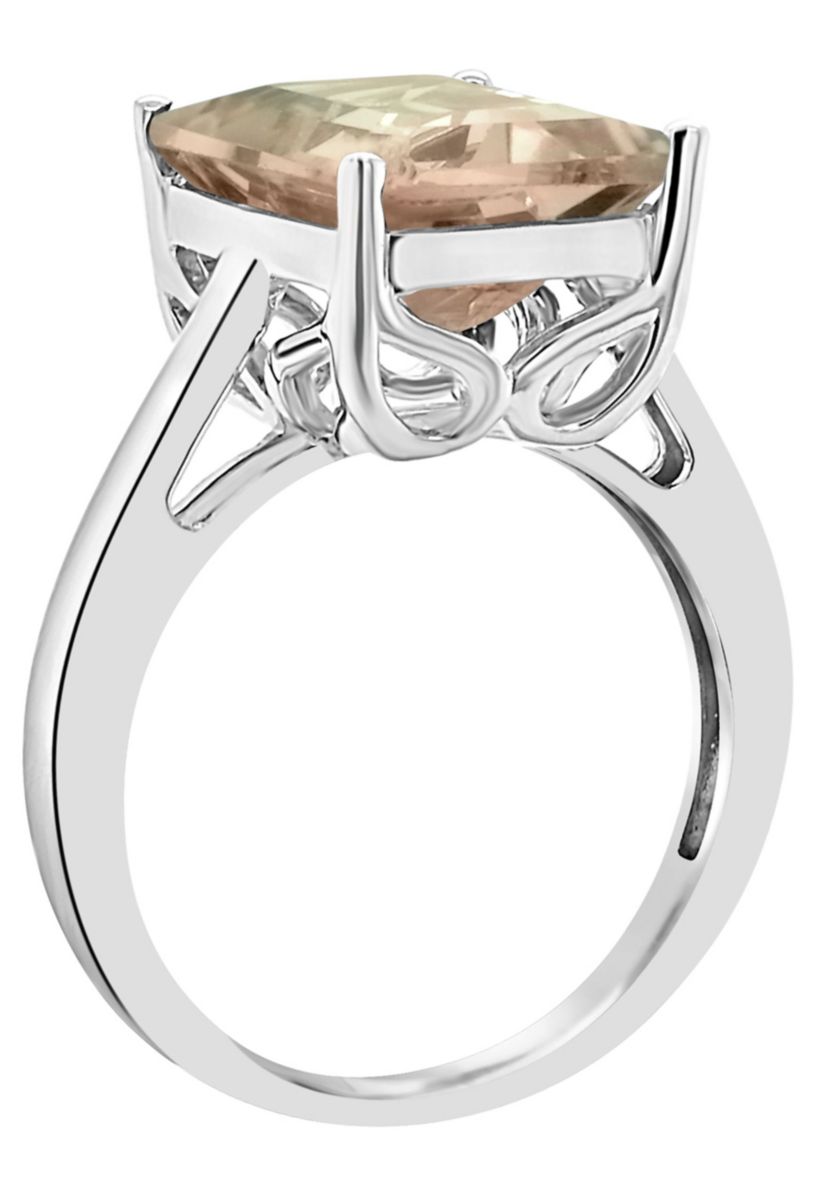Sterling Silver 10x8mm Emerald Cut Labradorite Solitaire Ring