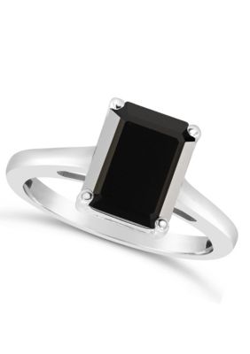 Belk & Co Sterling Silver 10x8mm Emerald Cut Gemstone Solitaire Ring, Black, 7