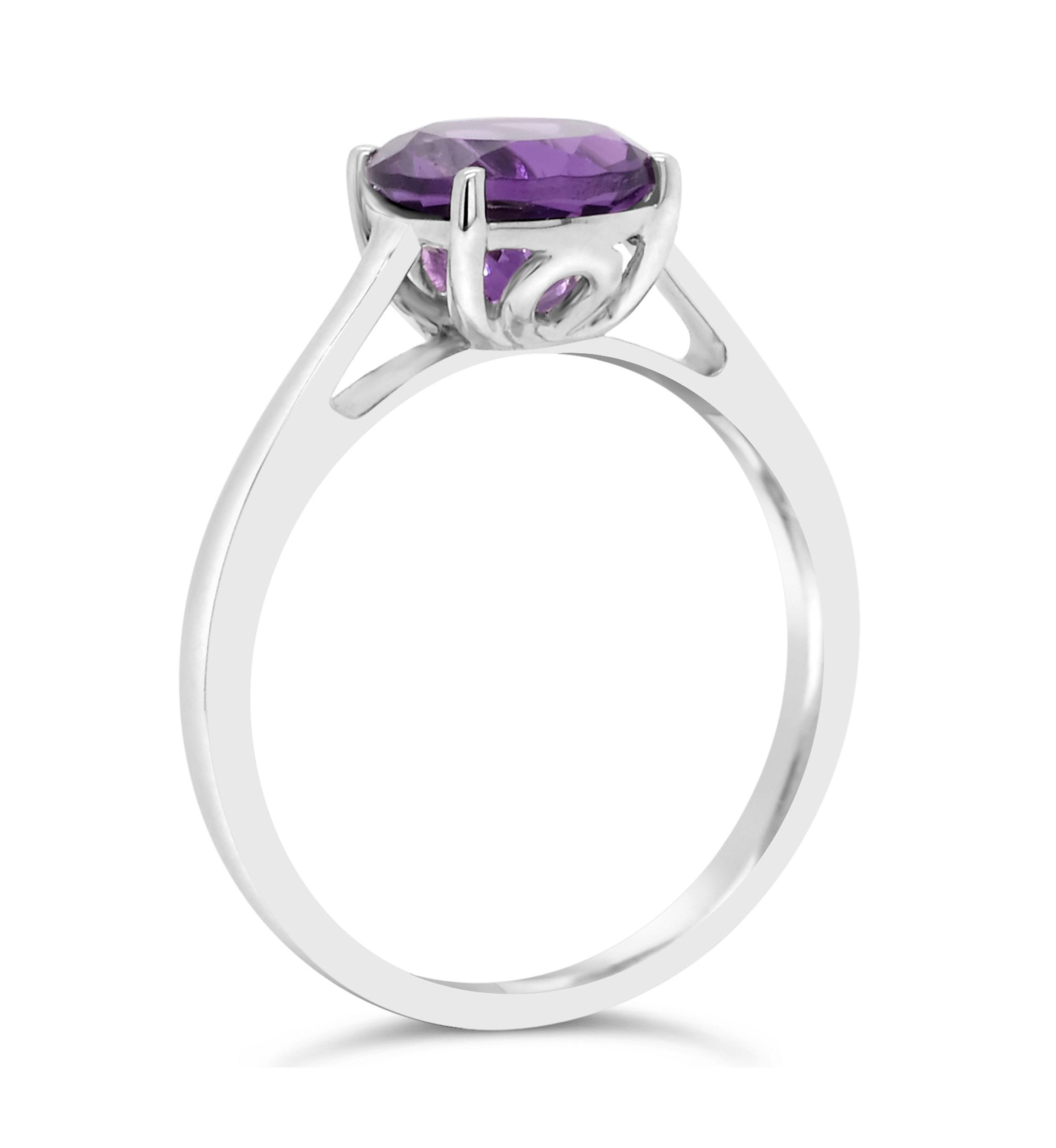 Sterling Silver 8mm Round Amethyst Solitaire Ring