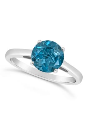 Sterling Silver 8mm Round London Blue Topaz Solitaire Ring