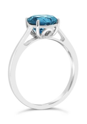Sterling Silver 8mm Round London Blue Topaz Solitaire Ring