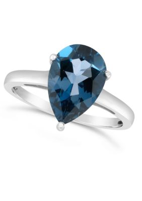 Belk & Co Sterling Silver 12x8mm Pear Shape Gemstone Solitaire Ring