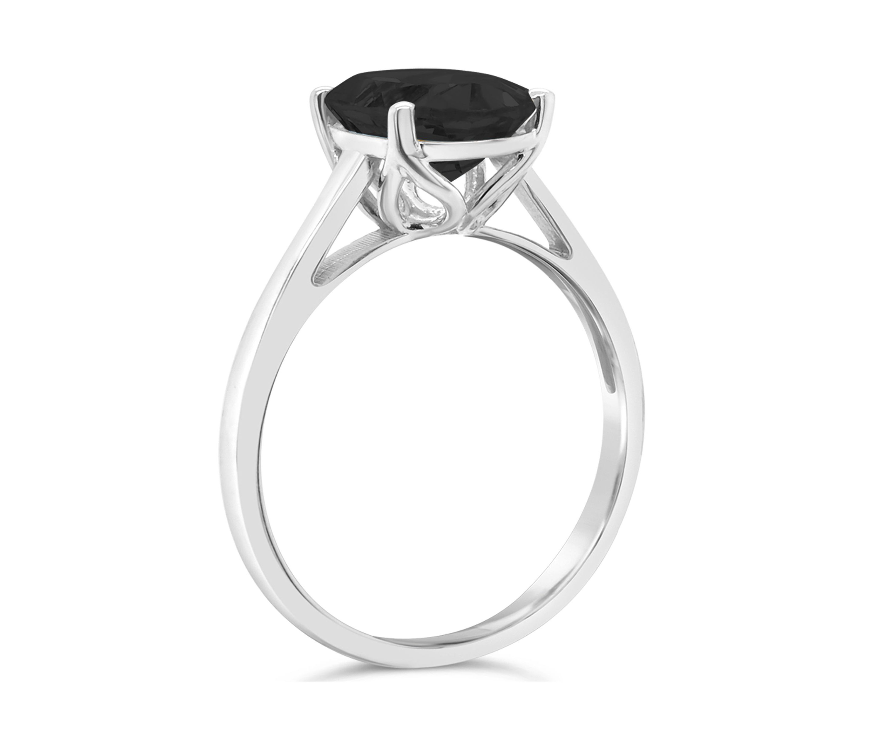 Sterling Silver 10x8mm Oval Black Agate Solitaire Ring