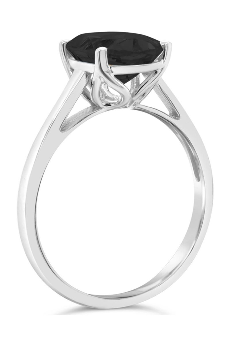 Sterling Silver 10x8mm Oval Black Agate Solitaire Ring