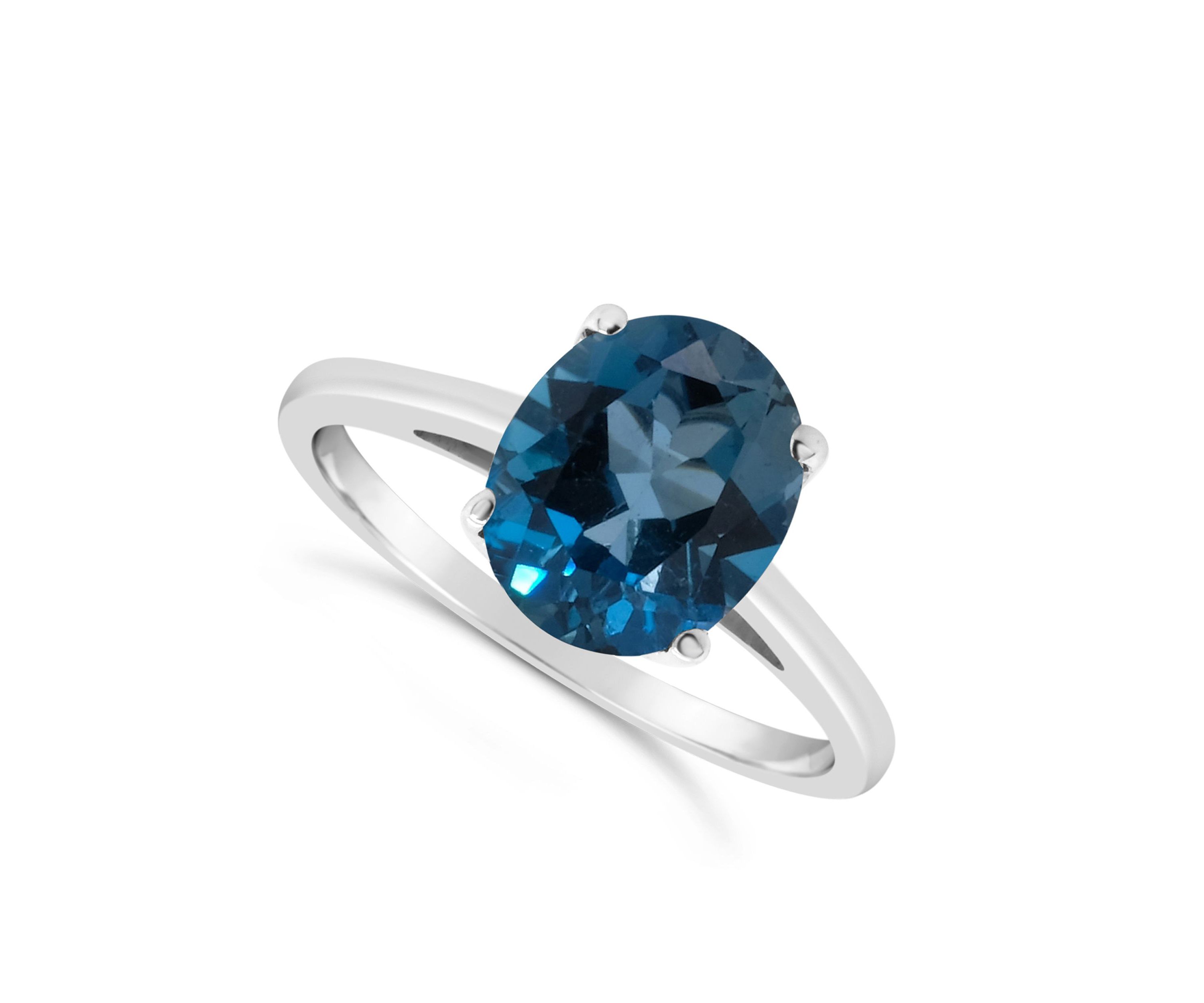 Sterling Silver 10x8mm Oval London Blue Topaz Solitaire Ring