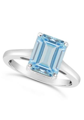 Belk & Co Sterling Silver 10x8mm Emerald Cut Gemstone Solitaire Ring