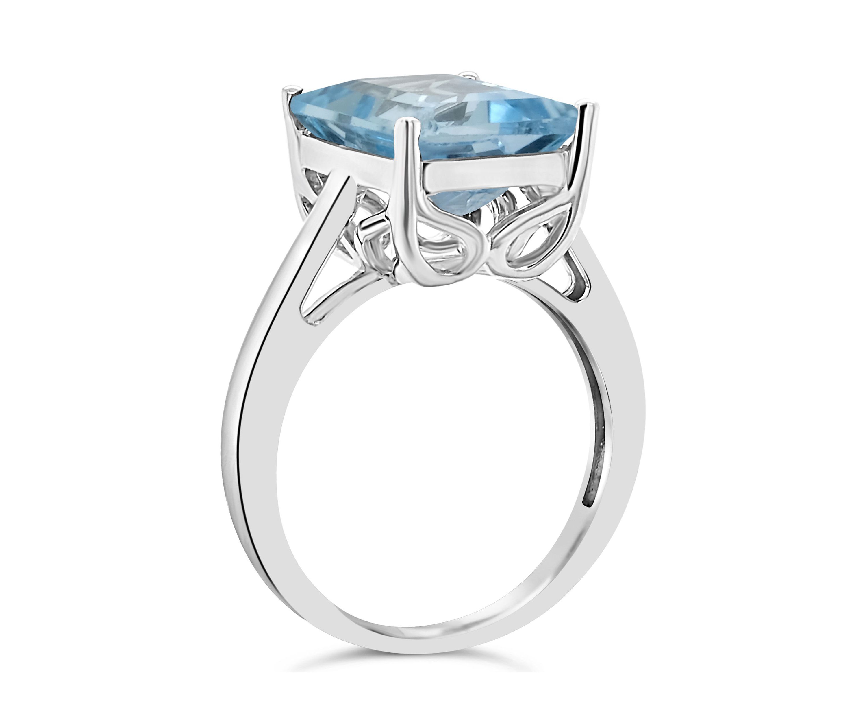 Sterling Silver 10x8mm Emerald Cut Sky Blue Topaz Solitaire Ring
