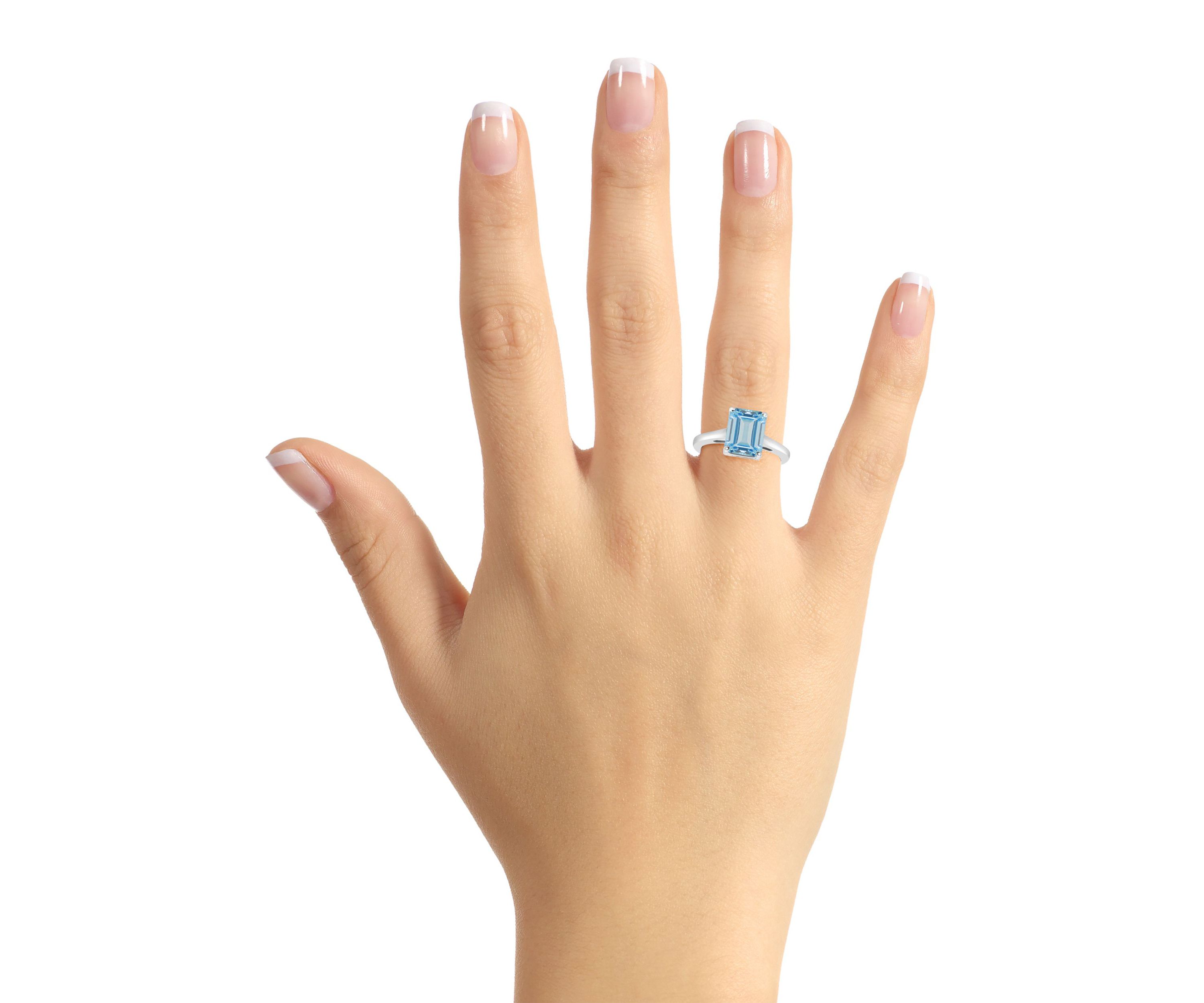 Sterling Silver 10x8mm Emerald Cut Sky Blue Topaz Solitaire Ring