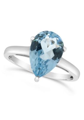 Belk & Co Sterling Silver 12x8mm Pear Shape Gemstone Solitaire Ring, Sky Blue, 6