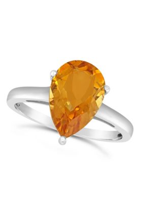 Belk & Co Sterling Silver 12x8mm Pear Shape Gemstone Solitaire Ring, 6