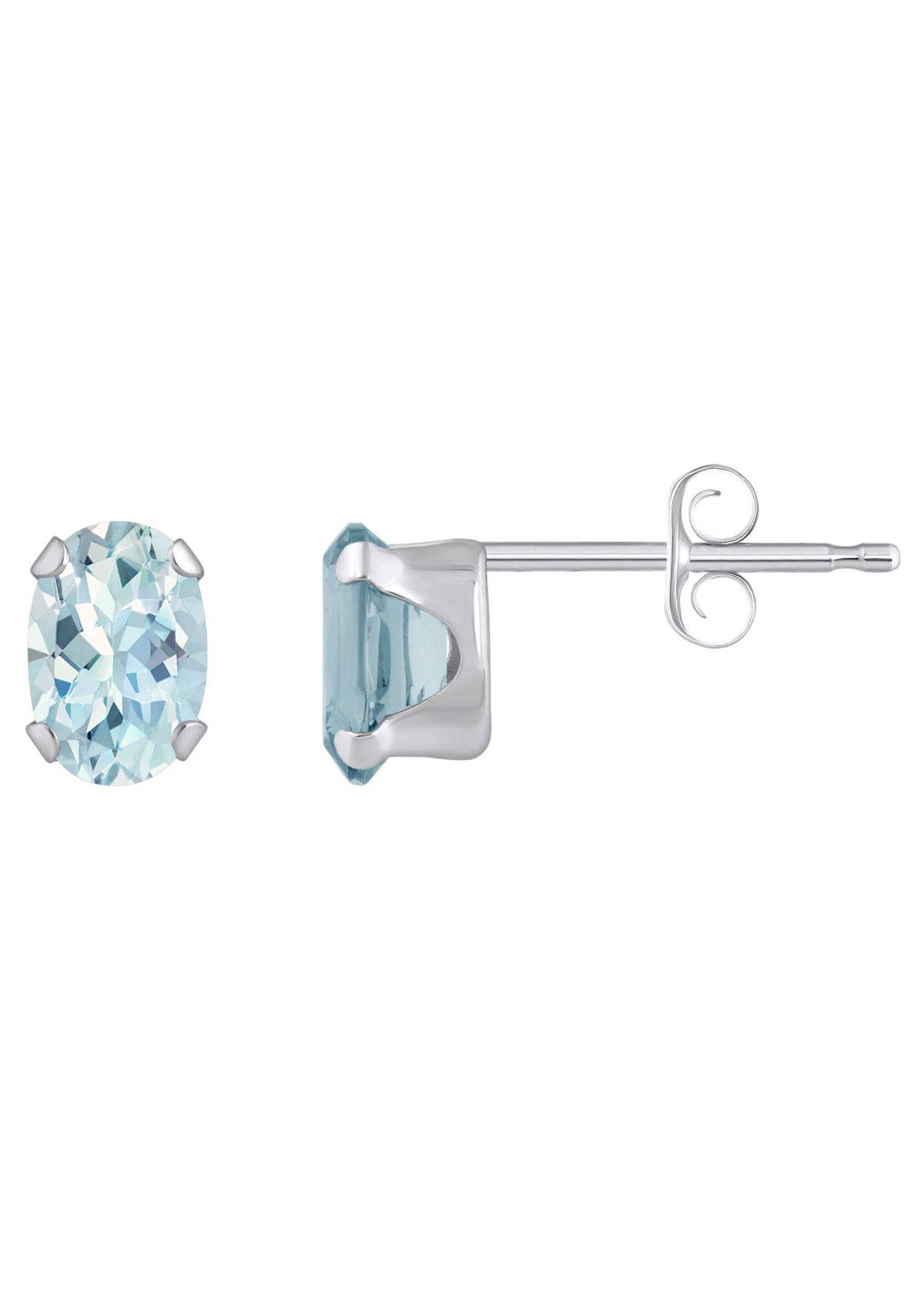 10K Gold 6x4mm Oval Aquamarine Stud Earrings