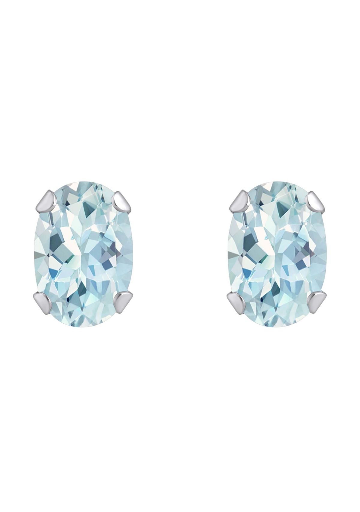 10K Gold 6x4mm Oval Aquamarine Stud Earrings