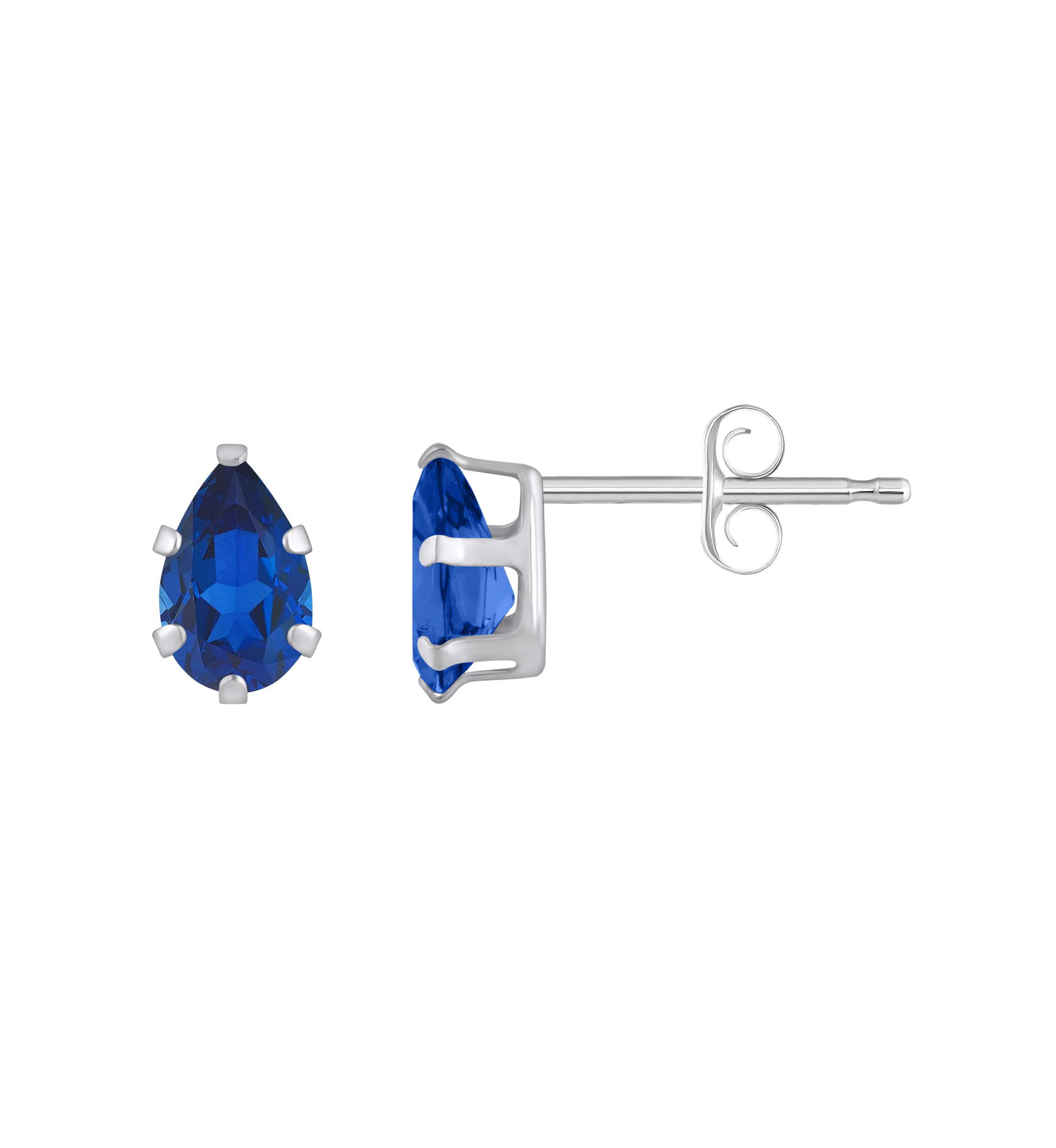 Lab Created 10K Gold 6x4mm Pear Shape Created Sapphire Stud Earrings