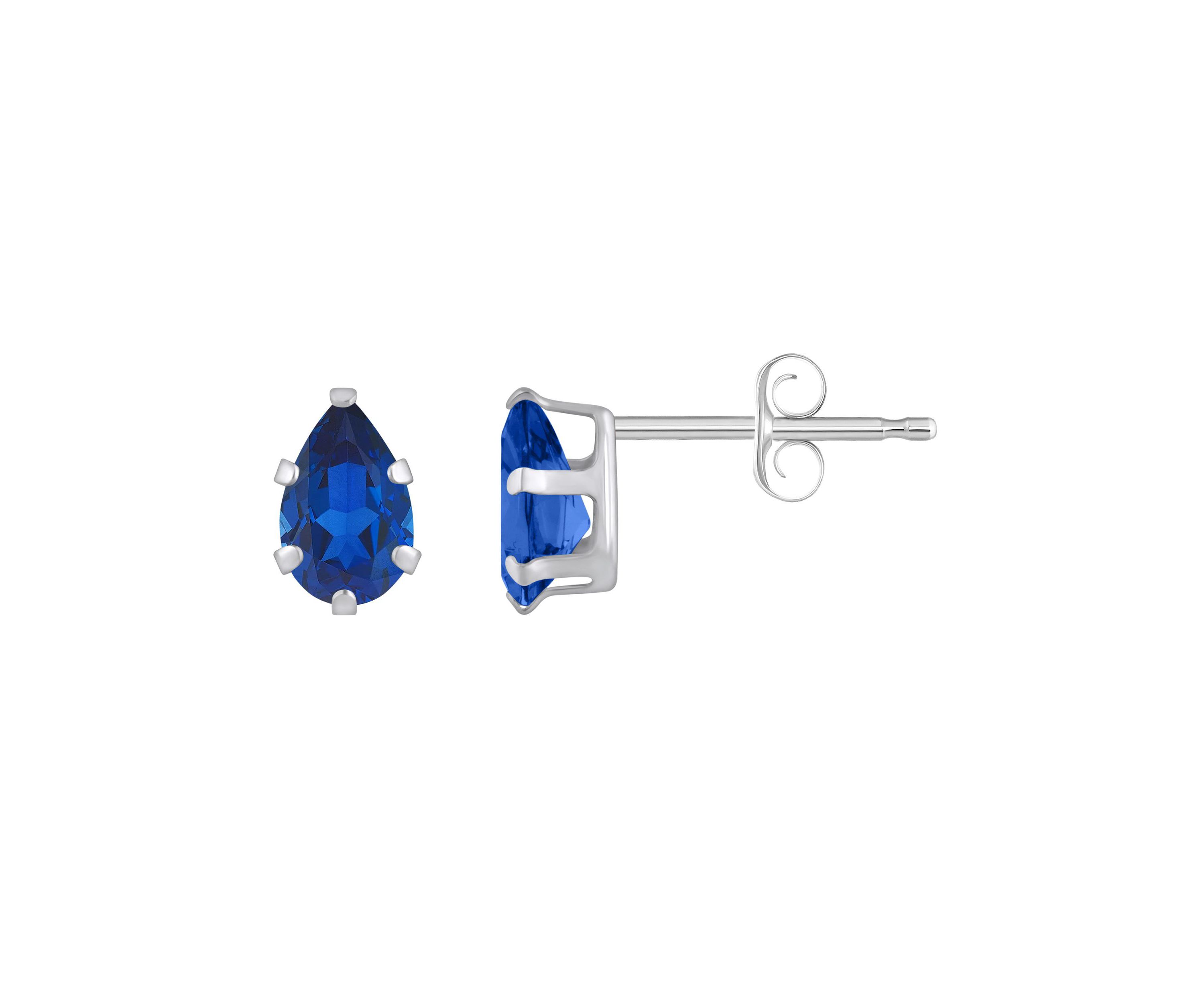 Lab Created 10K Gold 6x4mm Pear Shape Created Sapphire Stud Earrings