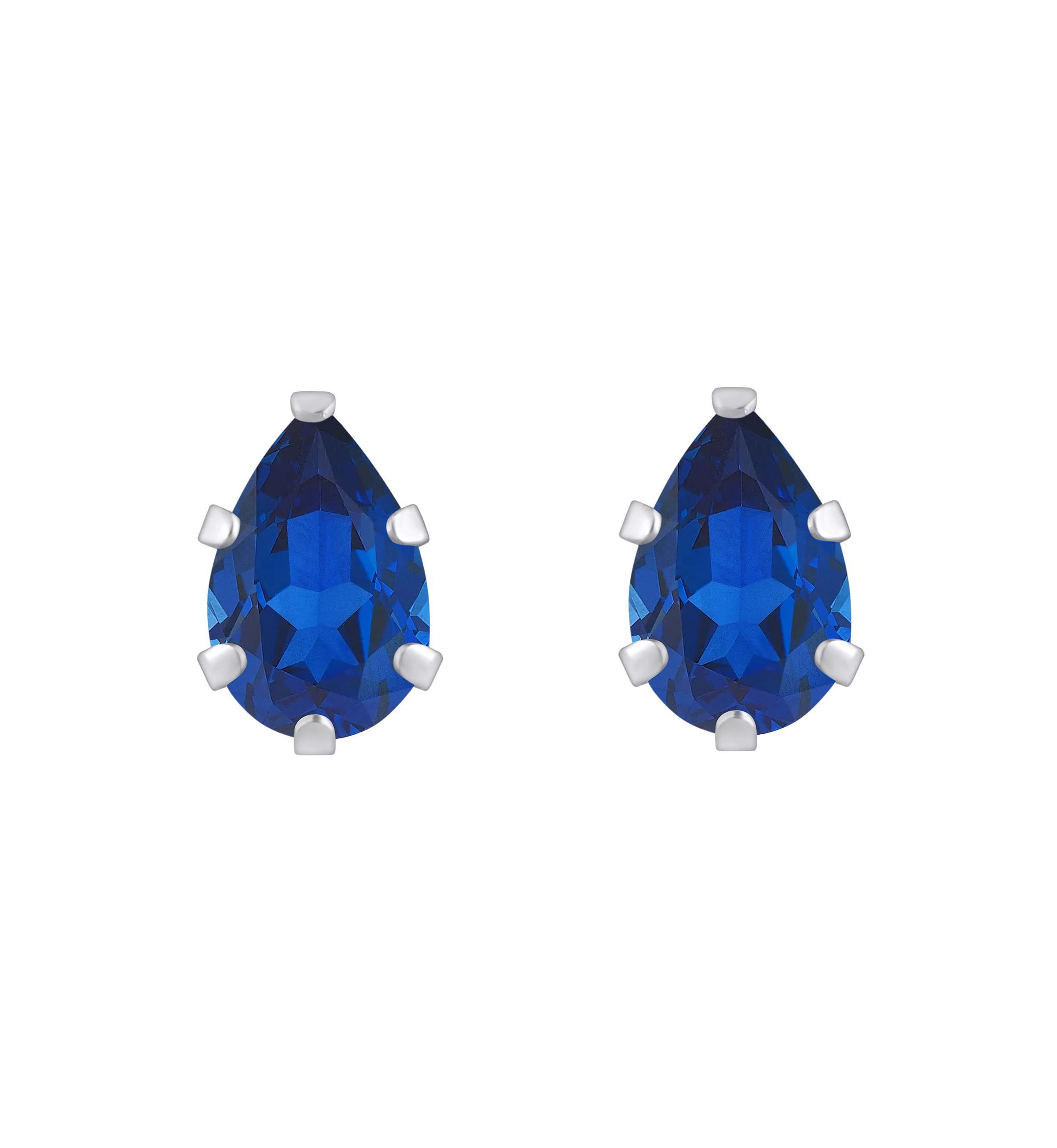 Lab Created 10K Gold 6x4mm Pear Shape Created Sapphire Stud Earrings