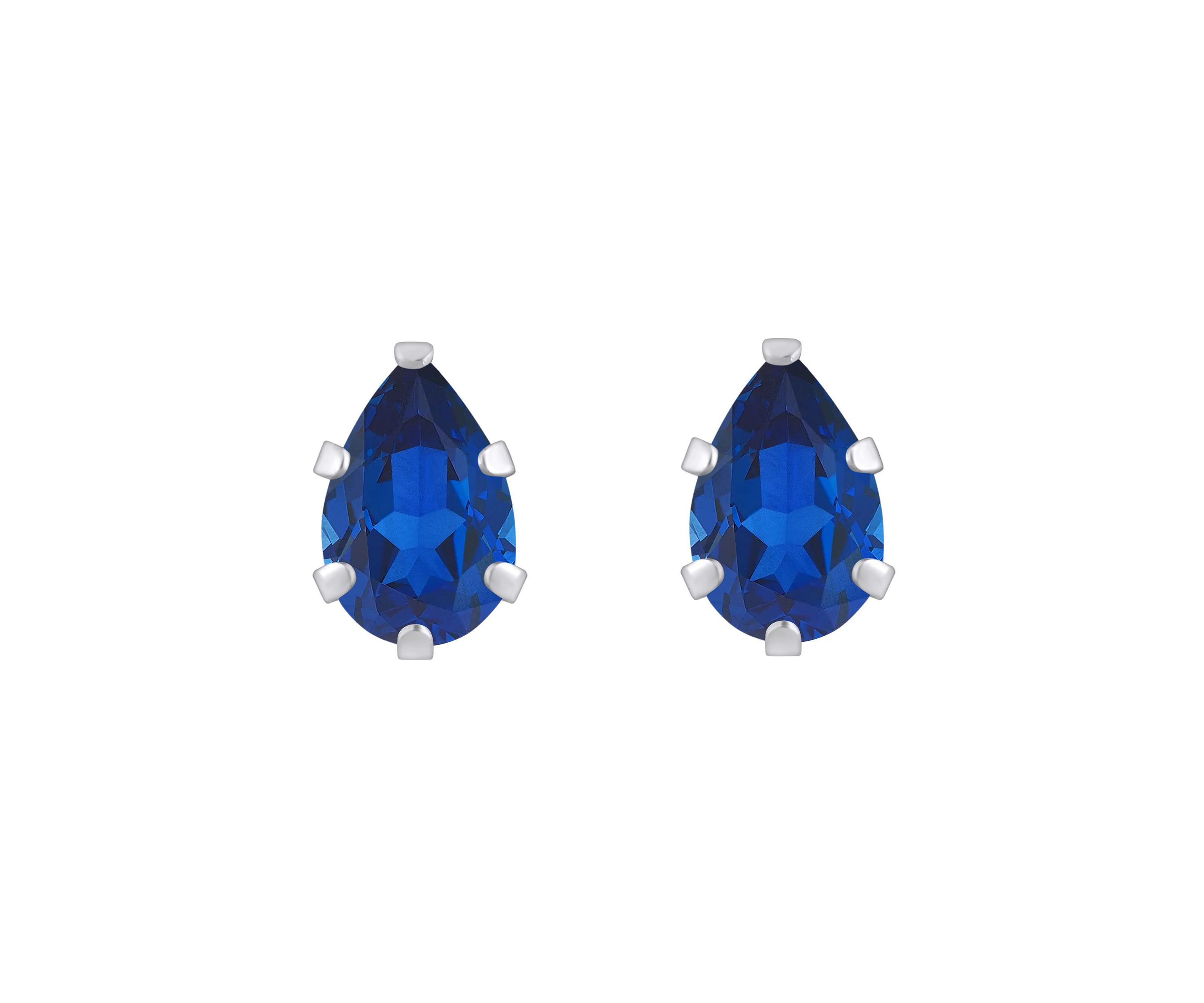Lab Created 10K Gold 6x4mm Pear Shape Created Sapphire Stud Earrings