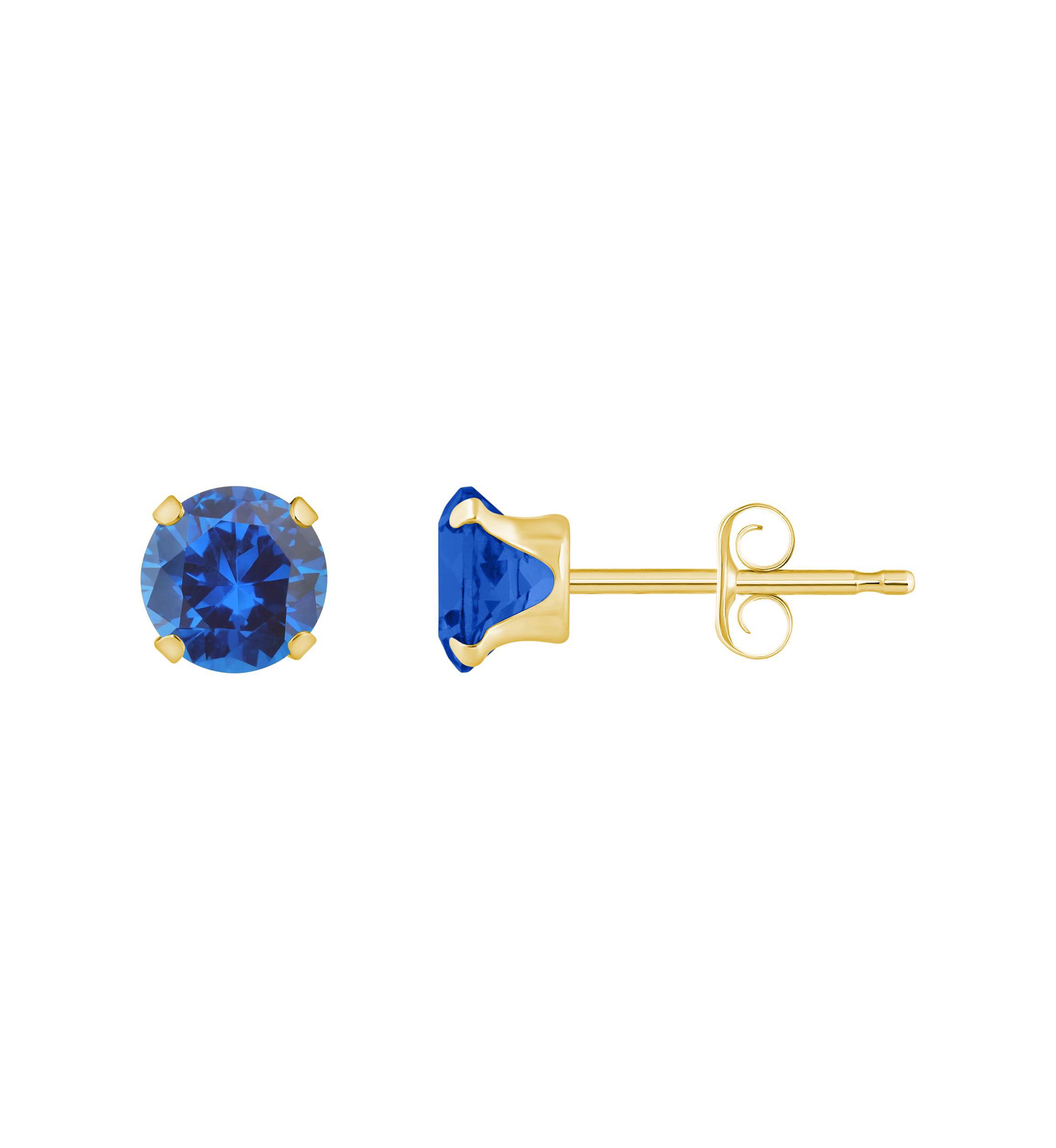 Lab Created 10K Gold 5mm Round Created Sapphire Stud Earrings