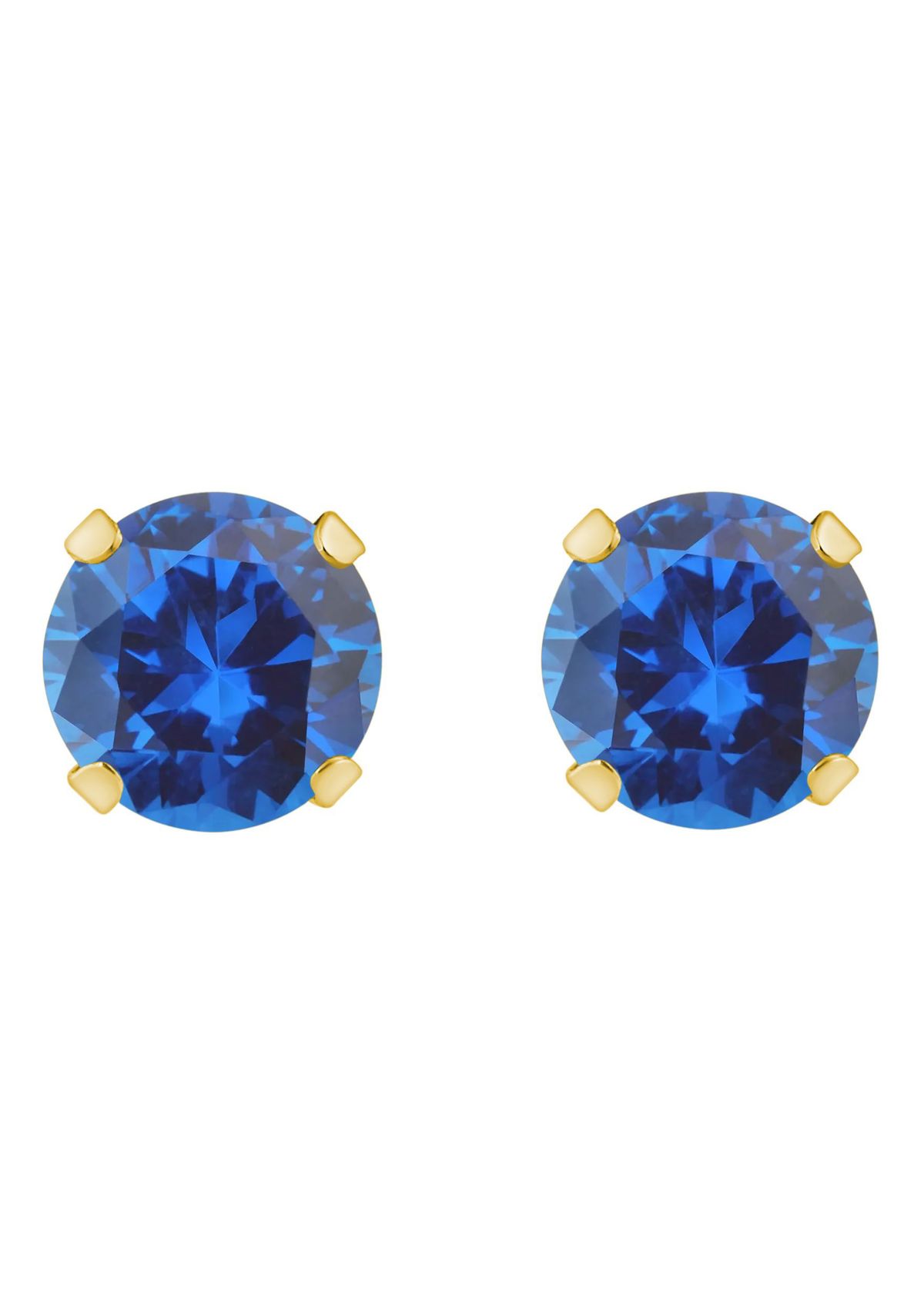 Lab Created 10K Gold 5mm Round Created Sapphire Stud Earrings