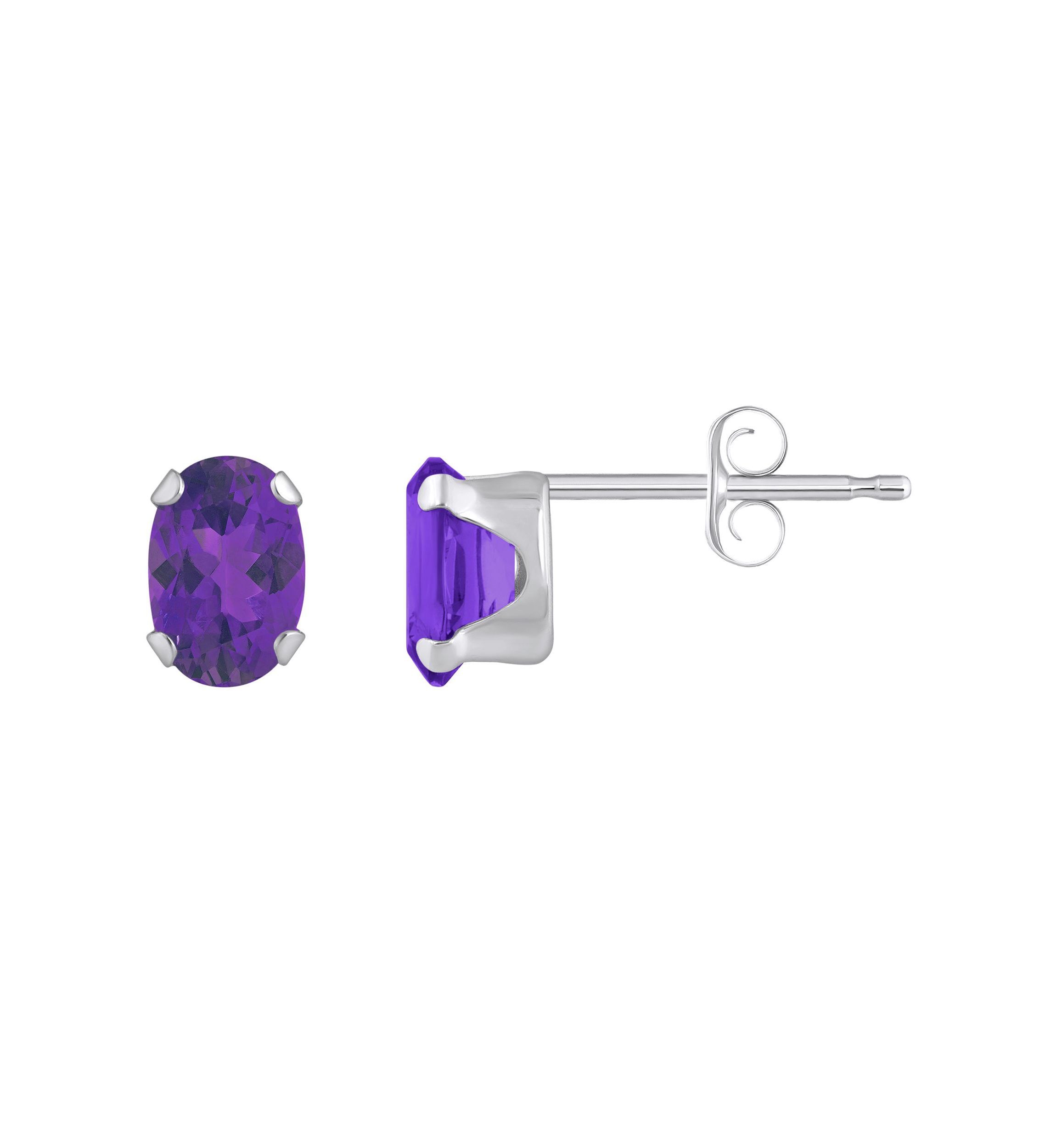 10K Gold 6x4mm Oval Amethyst Stud Earrings